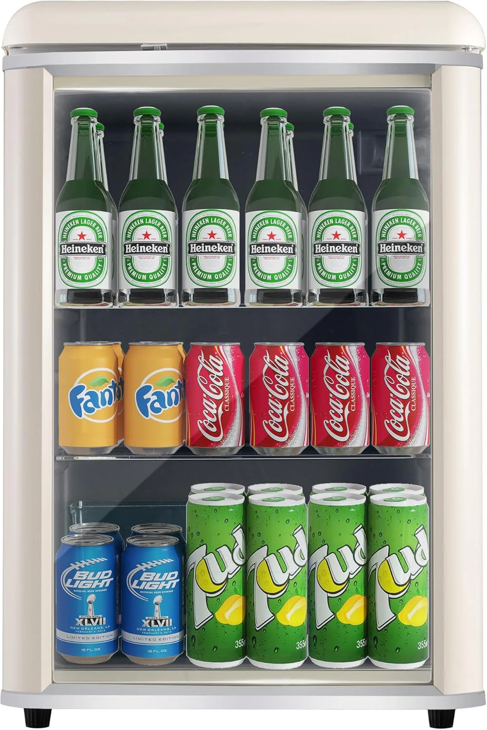 Merax Koelkast 128L, Vrijstaande Drankkoeler met 120L Koelruimte + 8L Vriezer, met LED Binnenverlichting en Verstelbare Legplanken, Superstil voor Restaurant, Bar, Drankjes en Bier