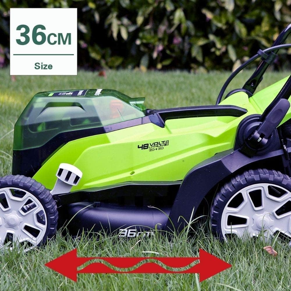 Greenworks 48V (2x24V) Selbstfahrender Akku Rasenmher f��r groe Flchen bis zu 480m, 46cm Schnittbreite, 55L Sack PLUS zwei 4Ah-Akkus und Doppelladegert GD24X2LM46SPK4X