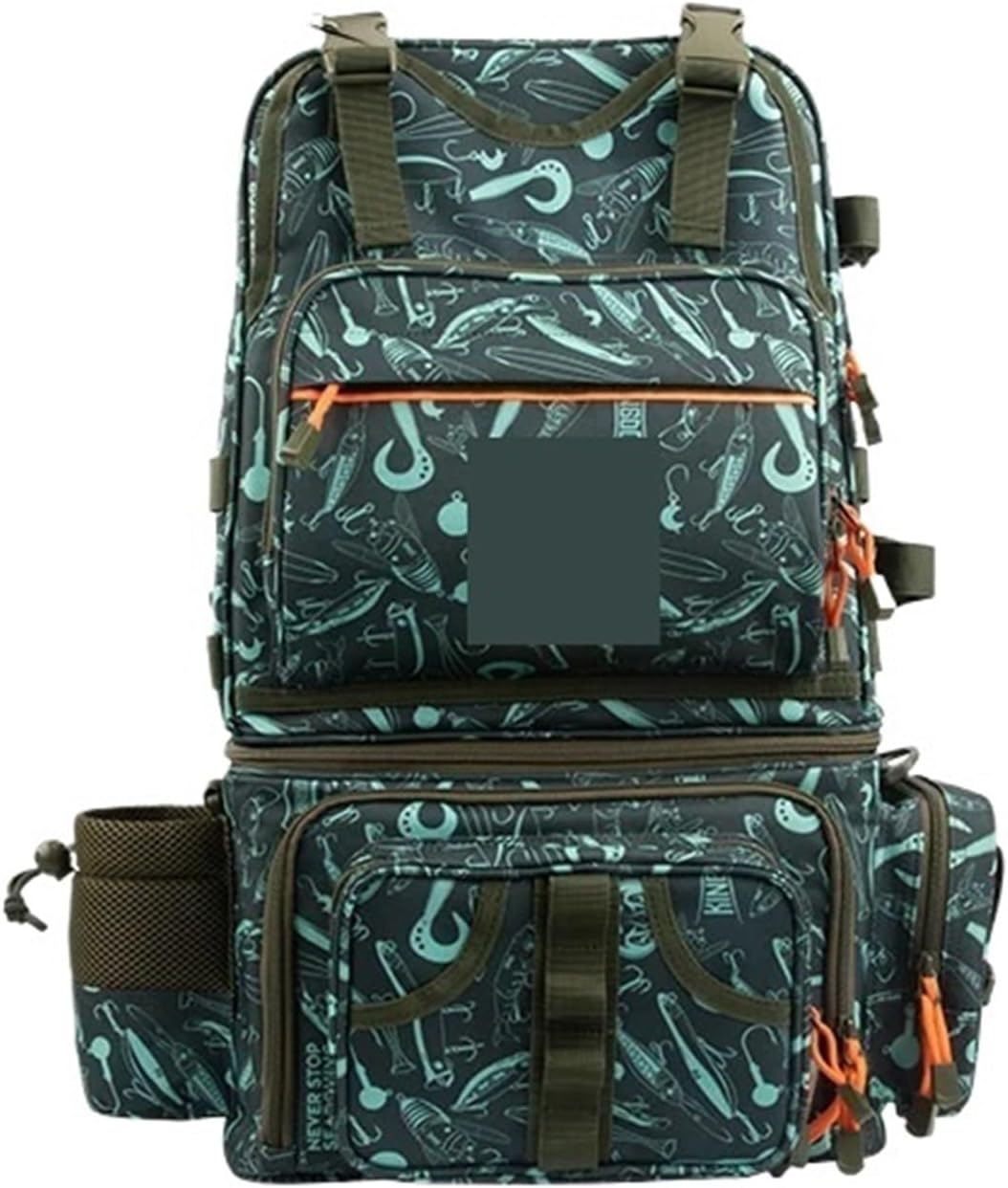 Angelrucksack, 1000D wasserdichtes Nylon, 43 x 24 x 53 cm, großes Fassungsvermögen, multifunktionaler, Abnehmbarer Stauraum for das Winterangeln