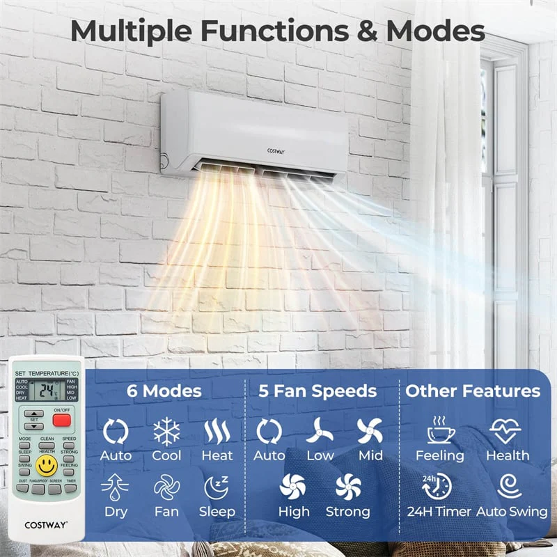 Eletriclife 36000 BTU 23 SEER2 Dual Zone Mini Split Air Conditioner WiFi Enabled with Heat Pump & Energy Star