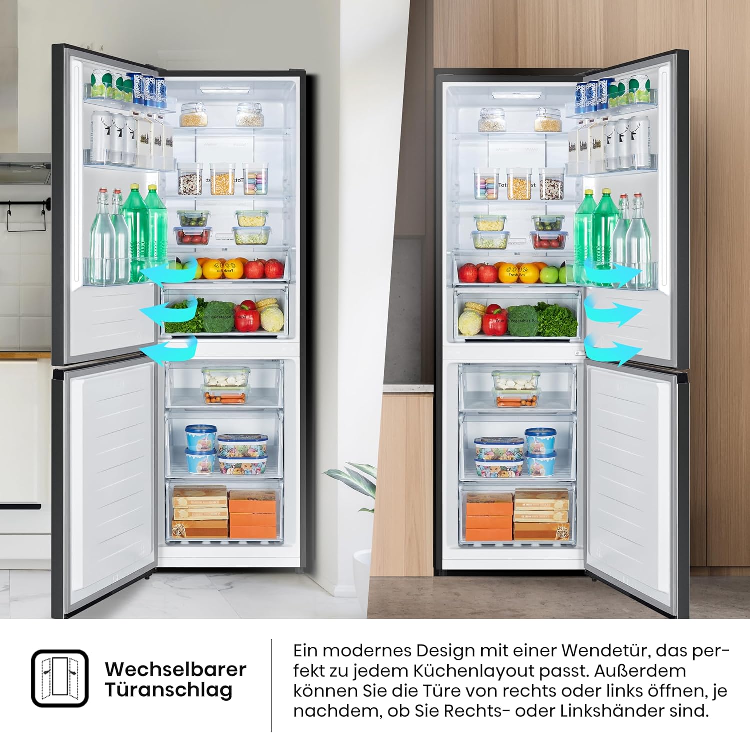 Hisense RB327N4AD2 Kühl-Gefrierkombination/ NoFrostPlus/ Multiflow 360°/ HolidayMode/ FreshZone/ 182,4 cm/ Kühlteil 171 l/ Gefrierteil 85 l/ 41 dB/ 287 kWh/ Jahr/ Edelstahl-Look