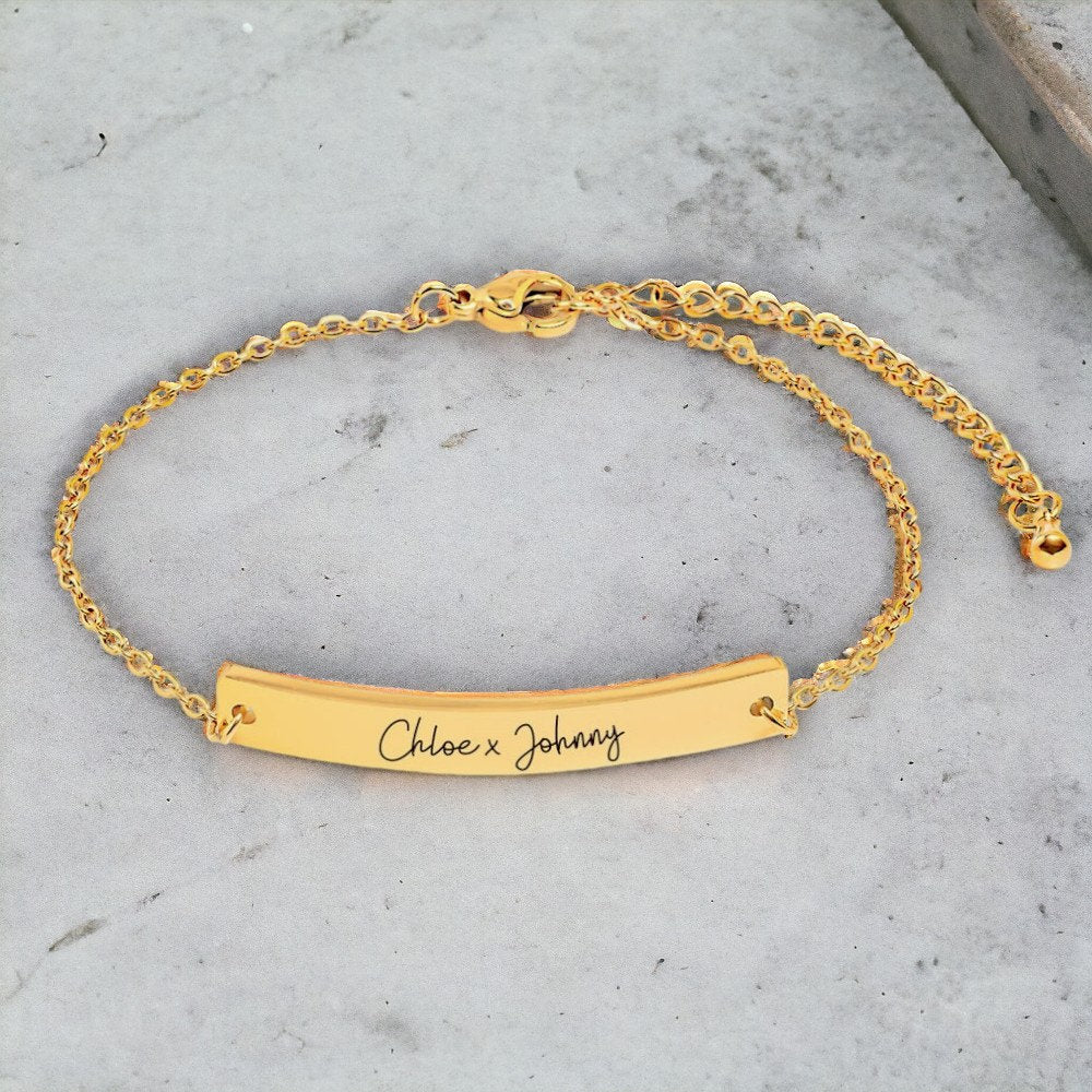 Custom Name Mama Bracelet, Best Friend Bracelet, Engraved Gold Bracelet for Her, Gold Name Bracelet