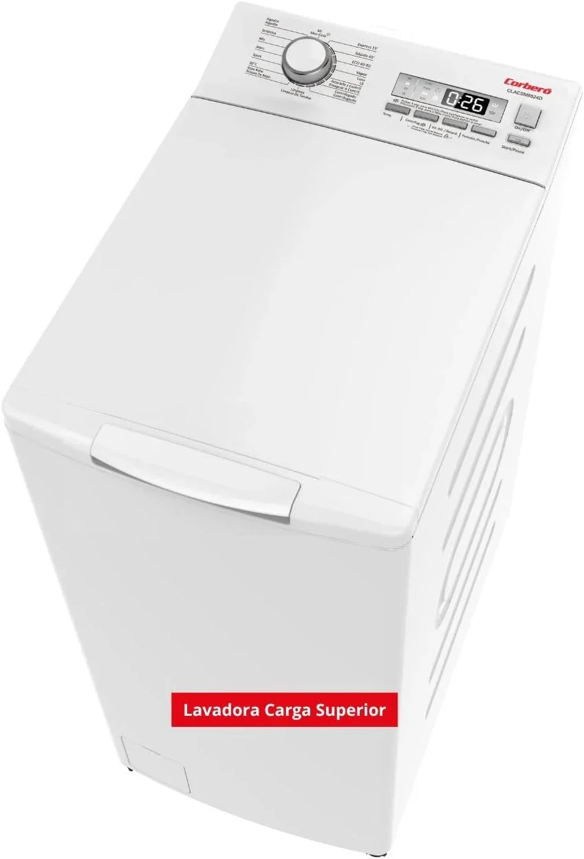 Corberó – Washing Machine Top Load 6.5 kg | CLACSM6524 | 1200 RPM | 16 Programs, Steam Function, ECO, Drum Cleaning| Delayed Start| Quick Wash | Easy Ironing | LED Indicators | White