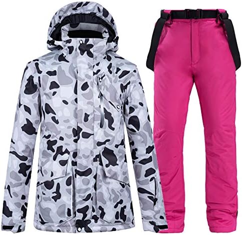 Schneeanzüge Winter Frauen Skifahren Anzüge Neue Snowboardjacke und Hosen Sportswear Sets Winterskianzug Atmungsaktives Material Outdoor-Kleidung Skianzüge (Color : N, Size : XXL)