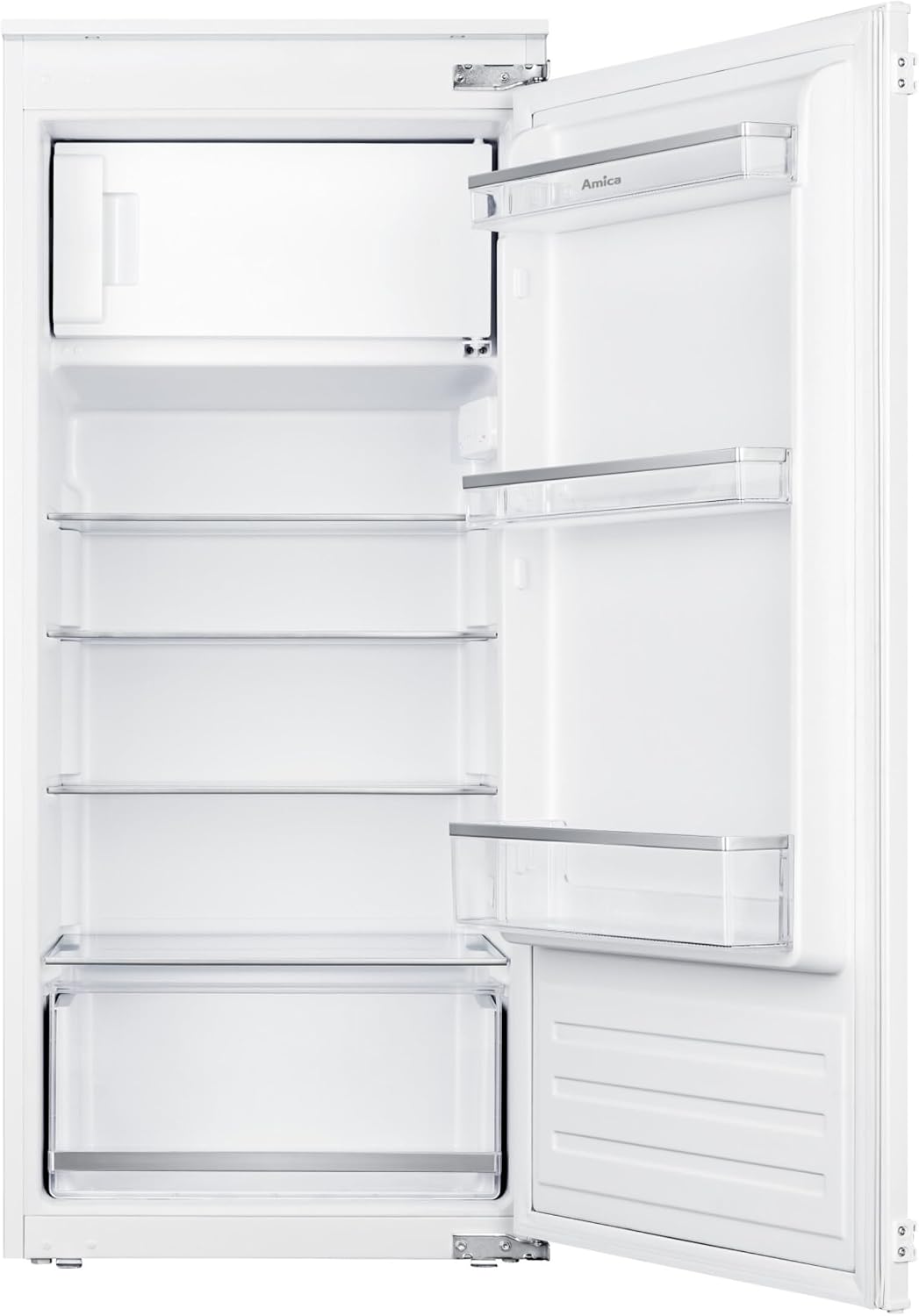 Amica Einbau Kühlschrank mit Gefrierfach 122 cm Nische Schlepptür Technik Inverter Motor elektronische Steuerung LED Beleuchtung Tür Offen Alarm