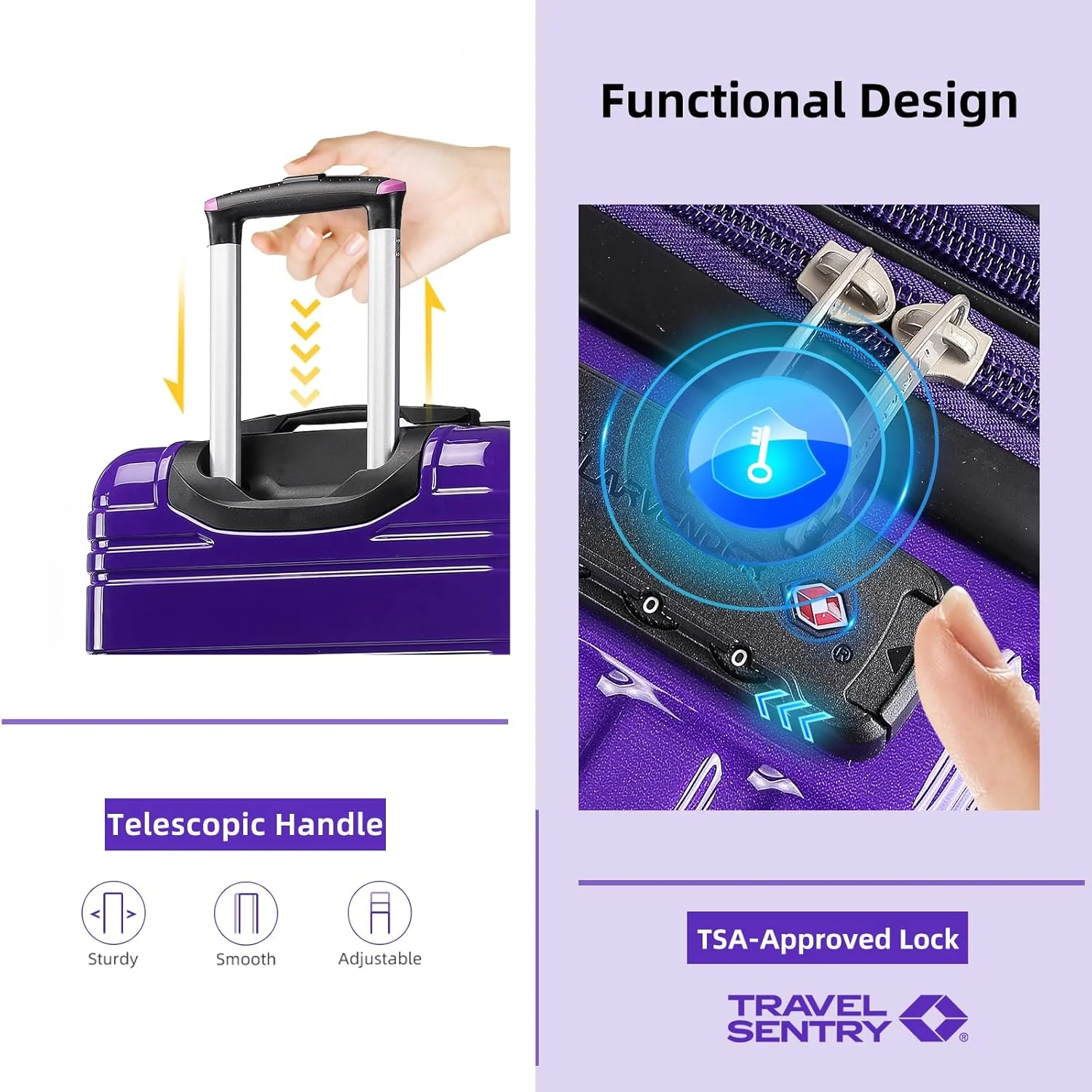 6-piece luggage set, expandable hardshell suitcase set with spinner wheels, lightweight rolling luggage set