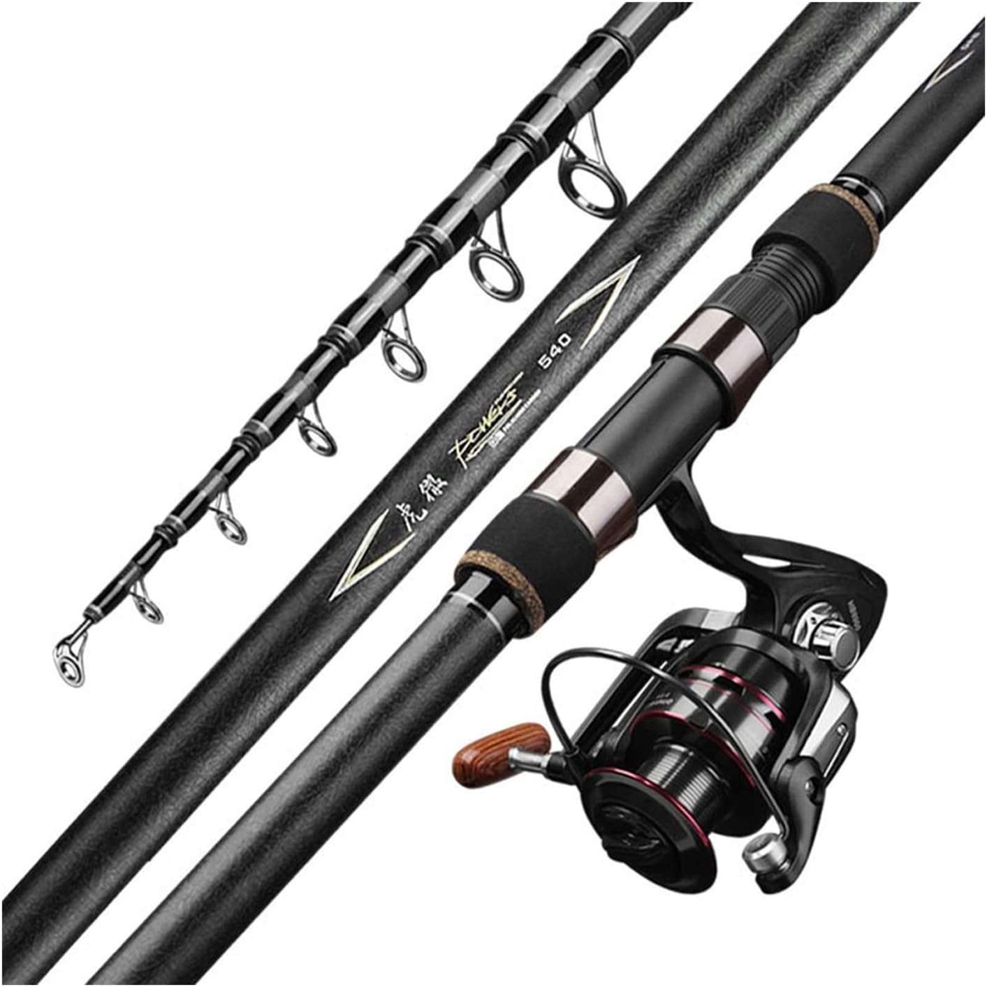 Fishing Rod Hohe Kohlenstoff-Teleskop-Angelrute Tragbare Karpfen Spinnstangen Super Harte Sea Rod Fishing Getriebe Langschuß Entfernung Wurfstange Angelrute (Color : Rod, Size : 2.7 m)