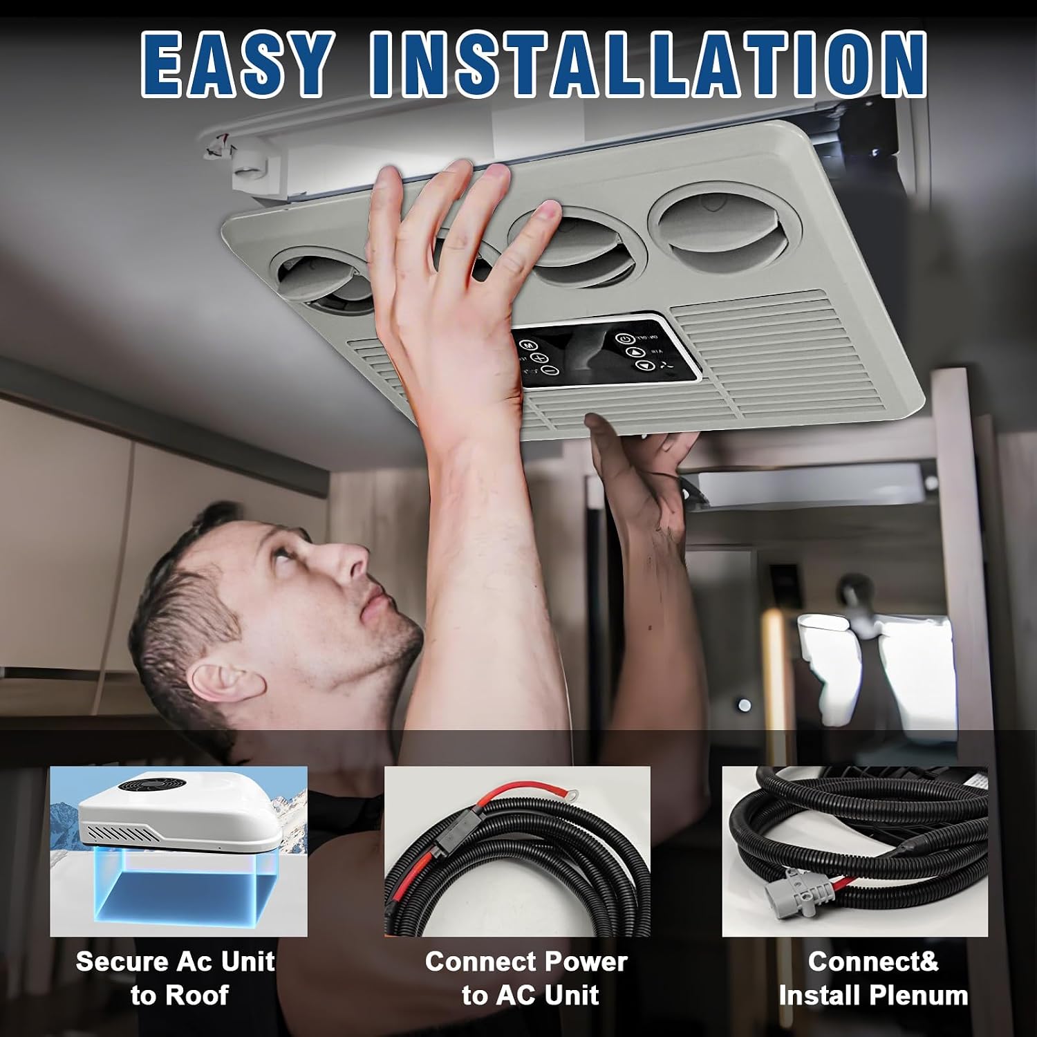Treeligo RV Air Conditioner 12V, RV Dach Klimaanlage Für LKW, Wohnmobile, Und Wohnwagen, Rv Air Conditioner Effiziente Kühlung Für Komfortables Reisen In Anhänger Und Camper