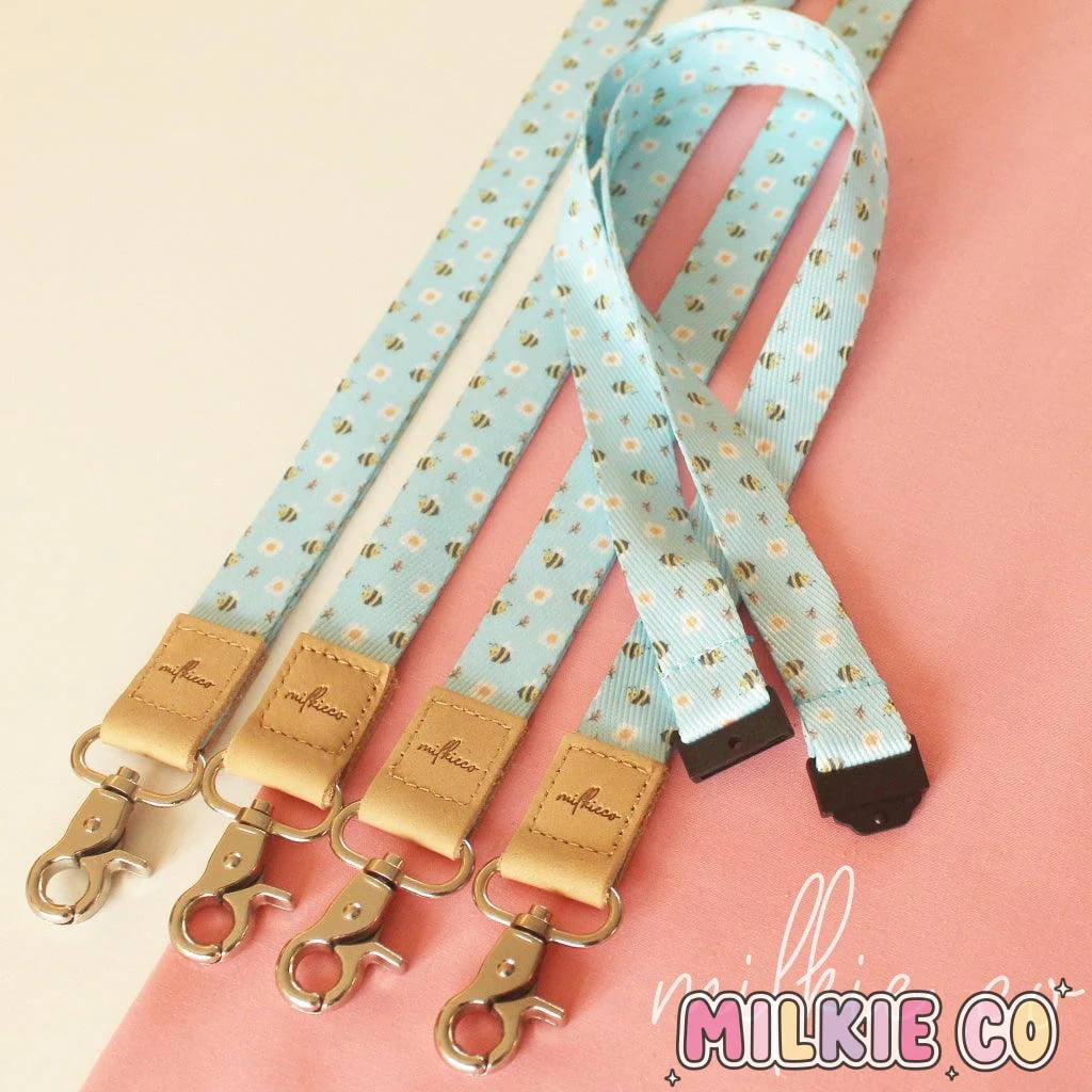 Blue Bee Fabric Lanyard