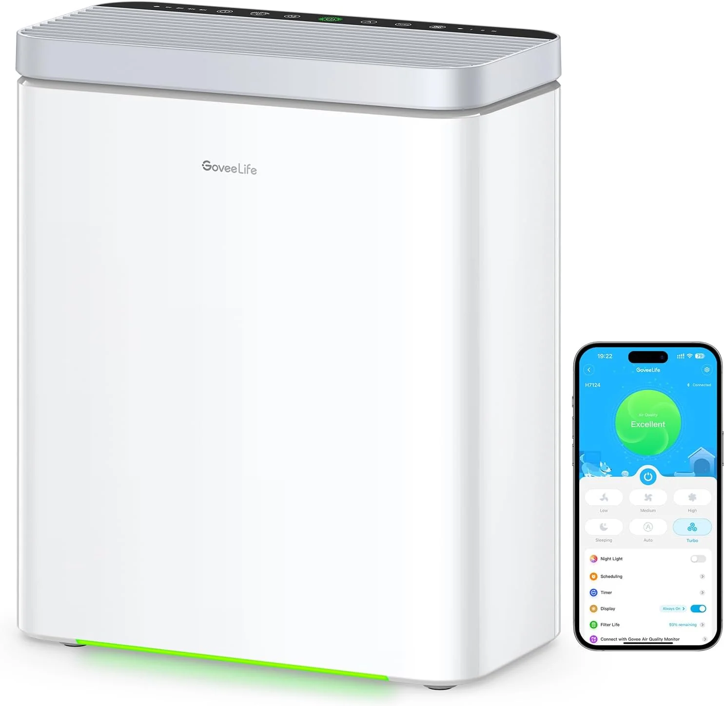 GoveeLife Smart Air Purifier for Home Large Rooms. Covers up to 1046 ft虏. PM2.5 Monitor. Sleep Mode. 3-in-1 Filter Air Purifier with App and Alexa Control for Pet Hair. Odors. Pollen and Smoke