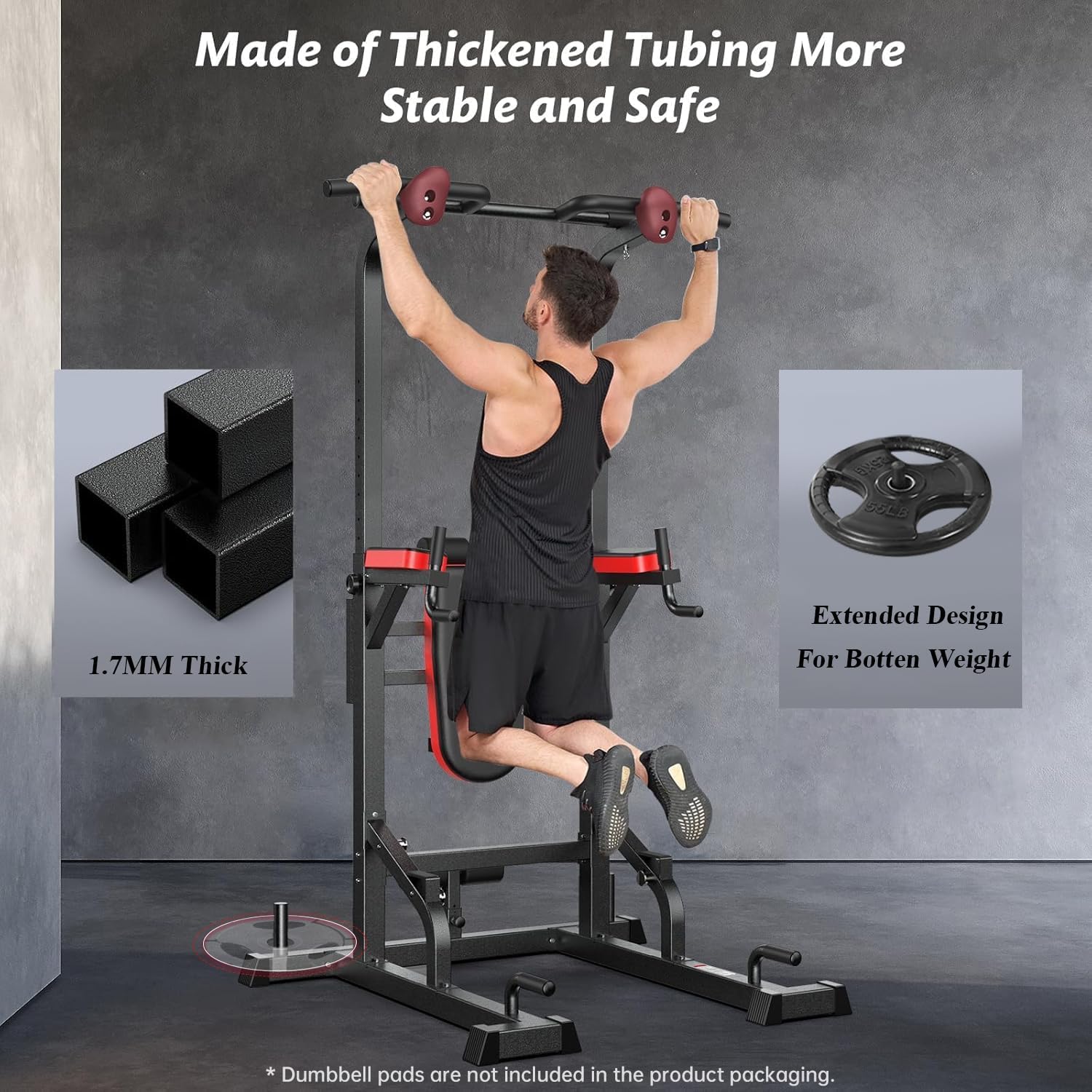 Power Tower Dip Station, Pull-Up Bar, Supine Board, Adjustable