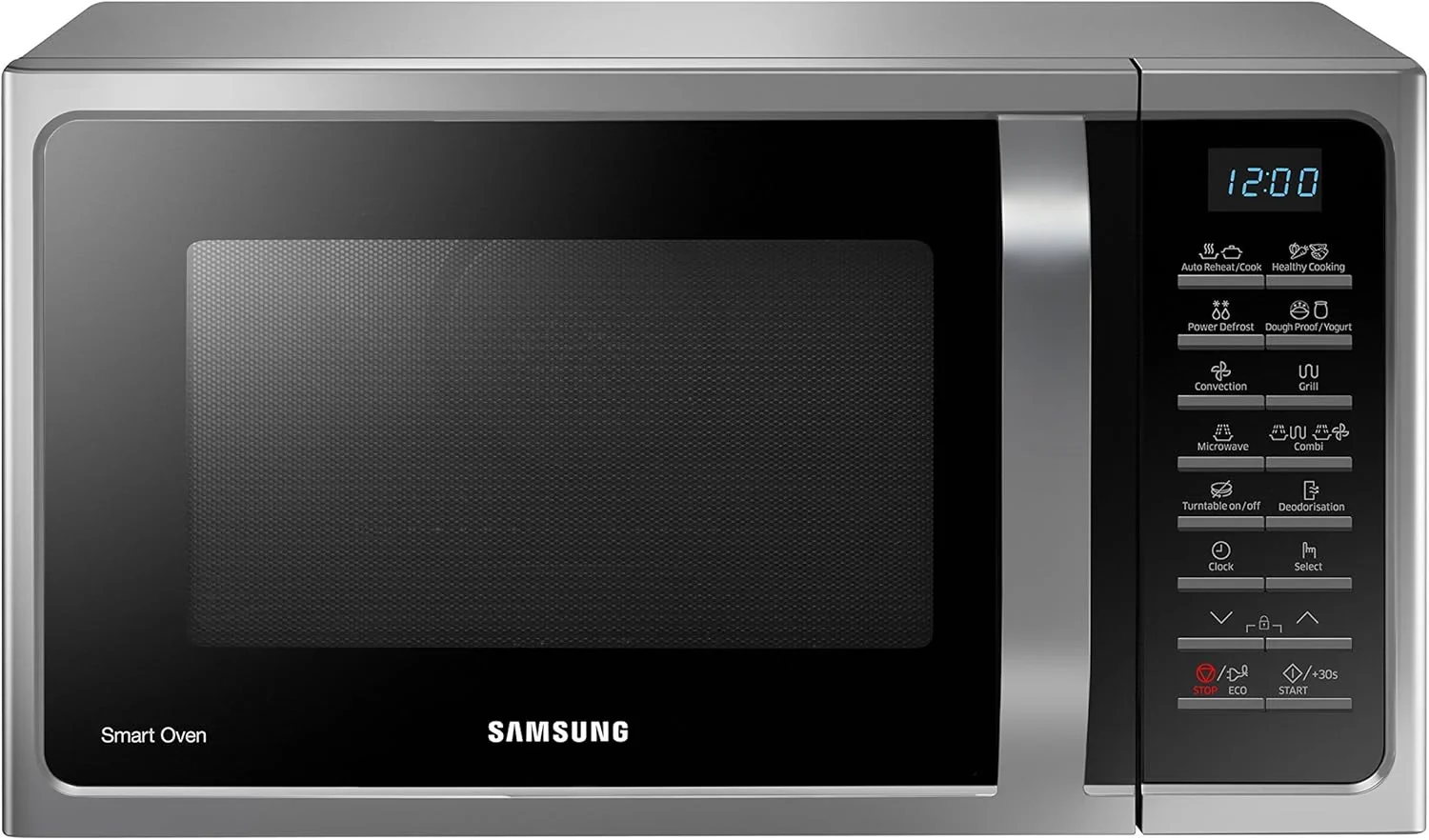 SAMSUNG MC28H5015CS Microwave (Countertop, Combination Microwave, 28 L, 900W/1500W, Buttons, Aluminium, with Stainless Steel Grill) Silver and Black