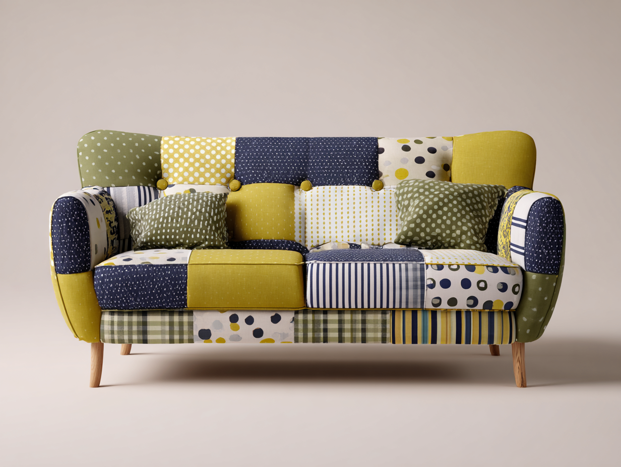 2-Sitzer Sofa Stoff Patchwork Stil 170x88x90 cm—Stoff—Wohnzimmer Sitzmöbel moderner Stil