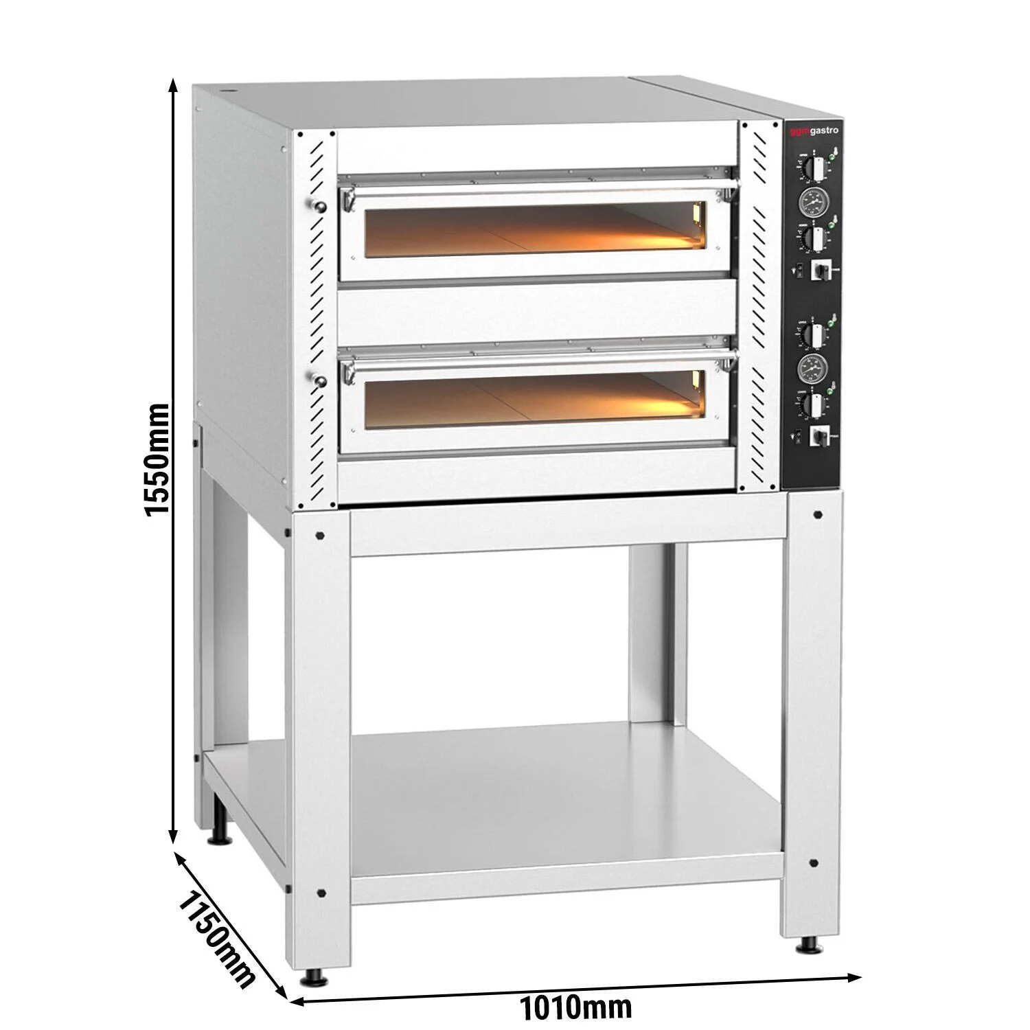 Elektrisk pizzaovn �C 6 + 6�� 30 cm (dyp) �C manuell �C inkl. understell