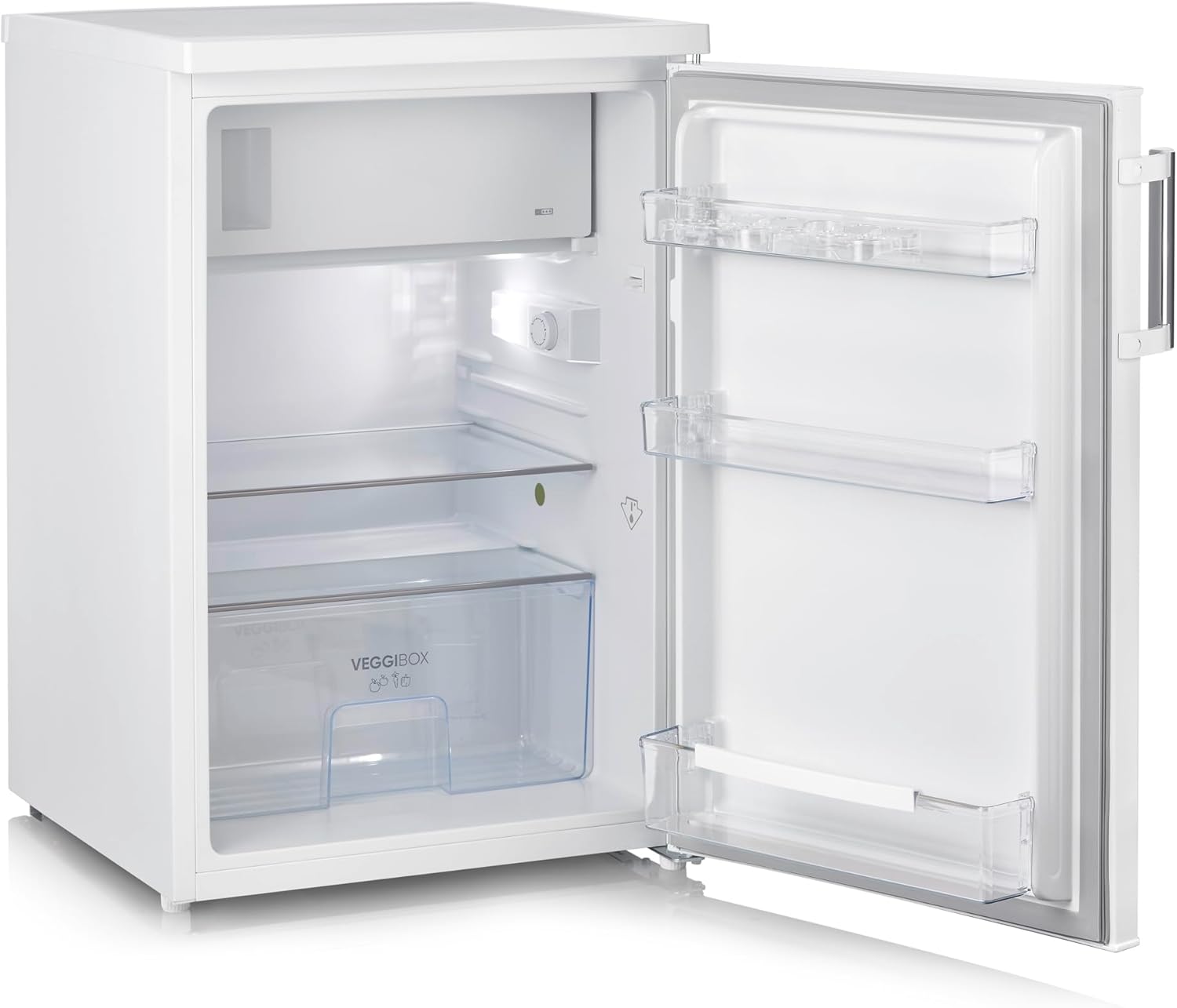 SEVERIN Réfrigérateur Table Top, Mini réfrigérateur Pose libre, Réfrigérateur compact de largeur 56 cm, Volume : 120 Litres, Classe C, 87 kWh/an, 37 dB, Blanc, TKS 8847