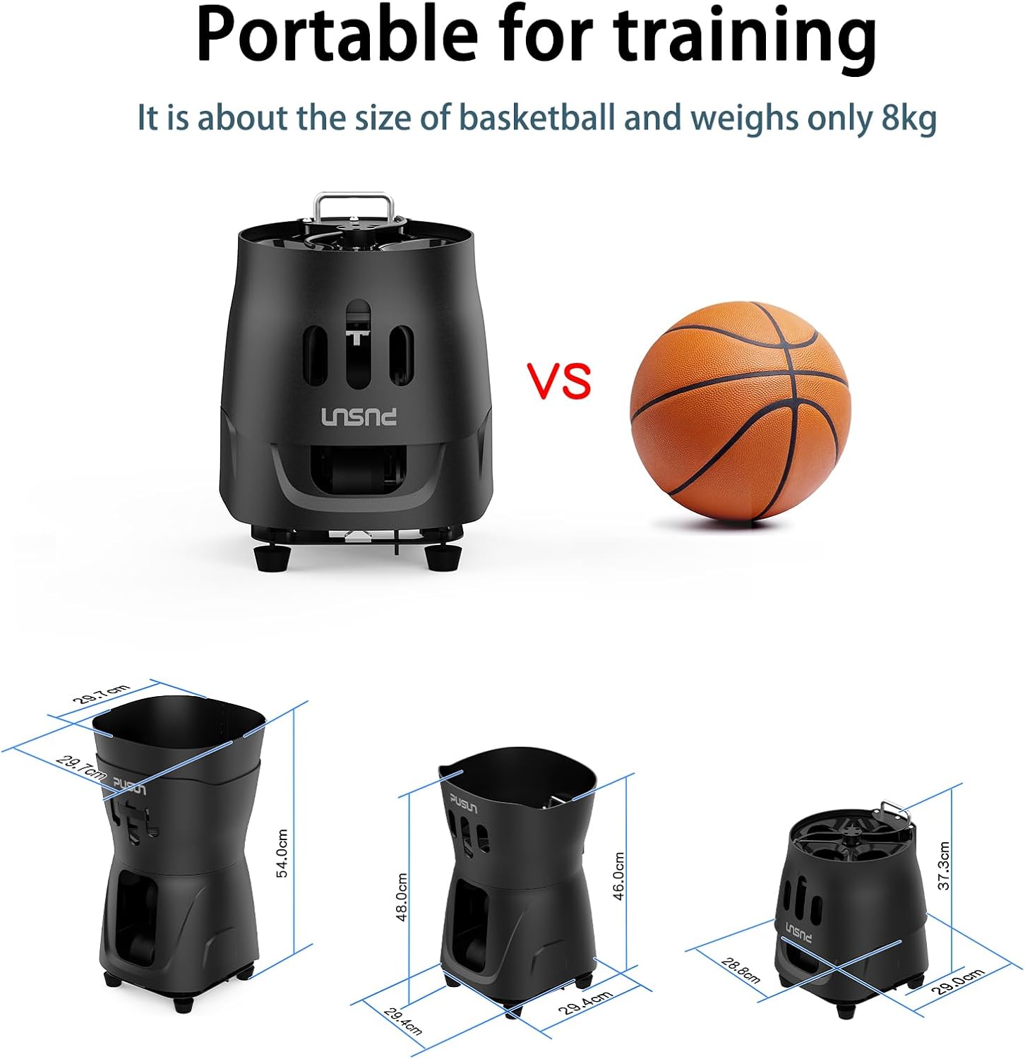 PT-Mini Pro Tennisballmaschine – Professioneller automatischer Ballwerfer mit Fernbedienung, Smart-App-Steuerung, 65+ Ball-Hopper, batteriebetrieben, Tennis-Übungsgeräte für Erwachsene und Anfänger