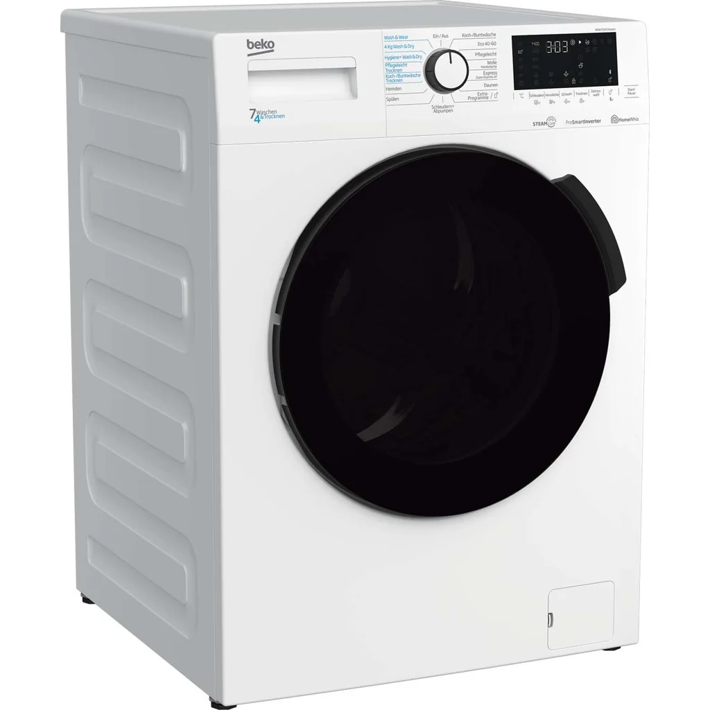Beko was-droogcombinatie met XL-deur BT, 1400 tpm, stoomfunctie WDW75141Steam1