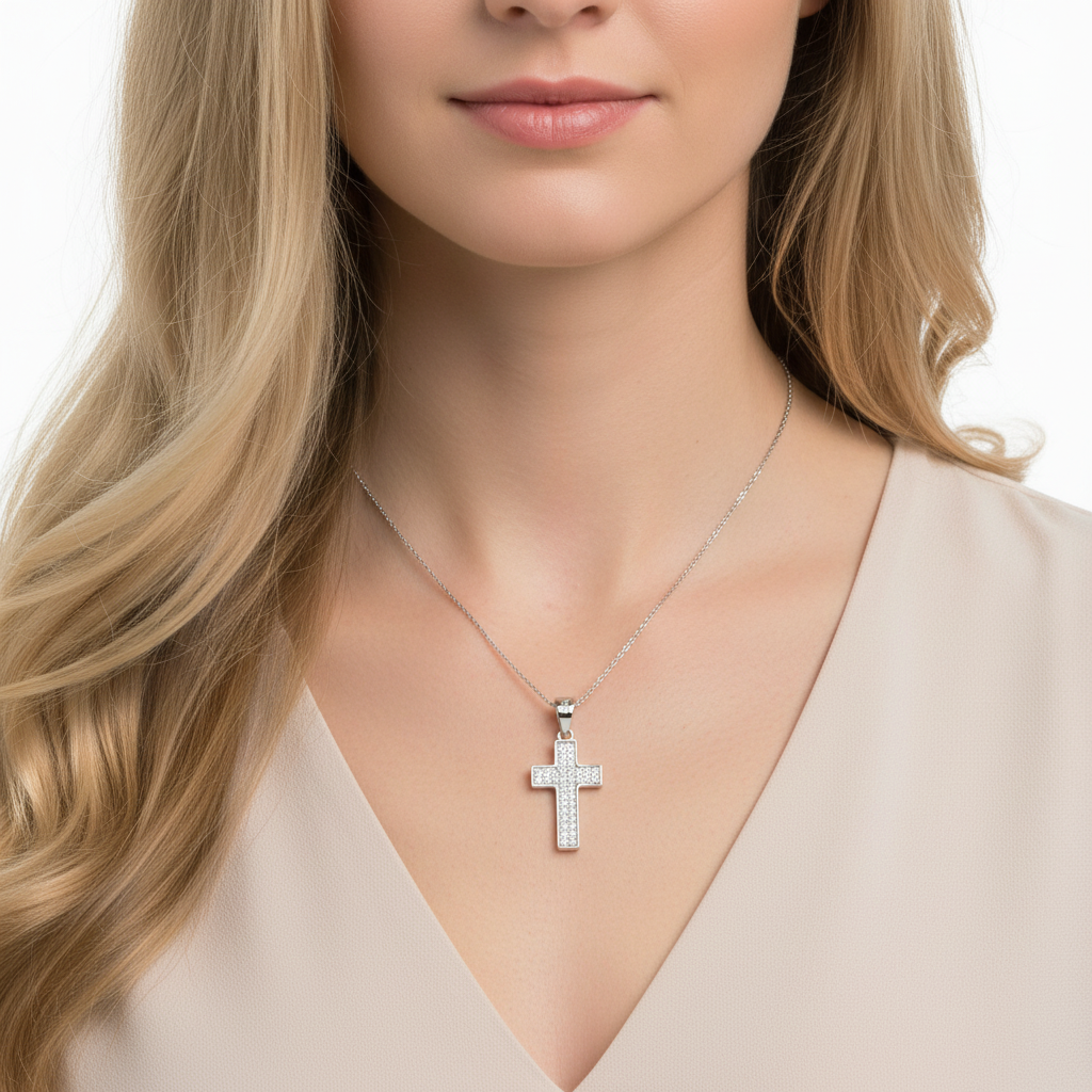 Srebrny krzyżyk rodowany Próby 925