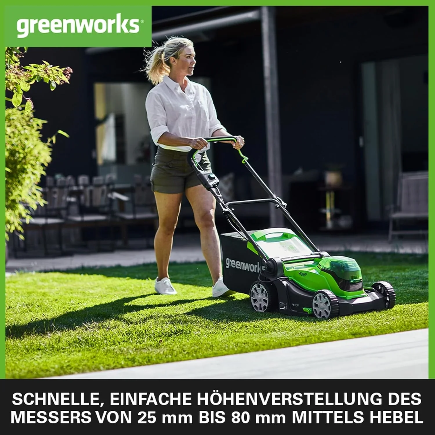 Greenworks 48V (2x24V) Selbstfahrender Akku Rasenmher f��r groe Flchen bis zu 480m, 46cm Schnittbreite, 55L Sack PLUS zwei 4Ah-Akkus und Doppelladegert GD24X2LM46SPK4X