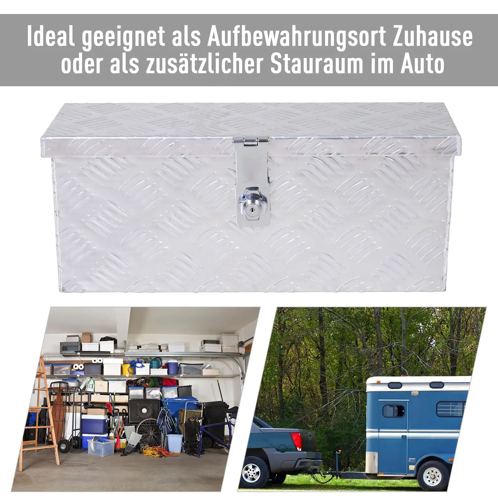 HOMCOM Werkzeugkasten abschließbar mit Griffen Aluminium