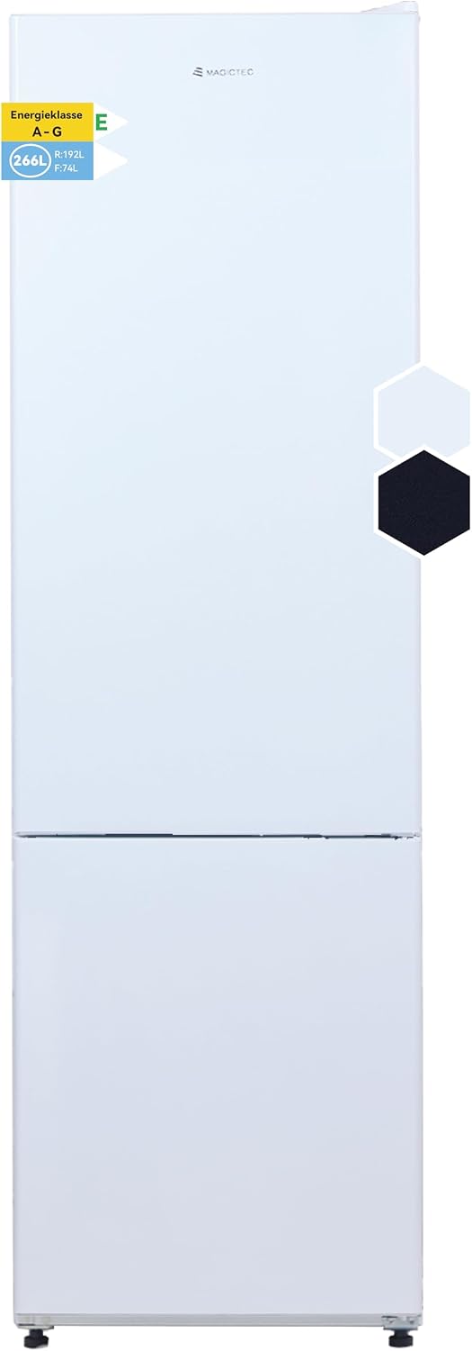 magictec MDRF266 Freistehender Kühlschrank mit Gefrierfach | 266L(192L/74L) | Kühl-Gefrierkombination | Low-frost | LED-Beleuchtung | Weiß