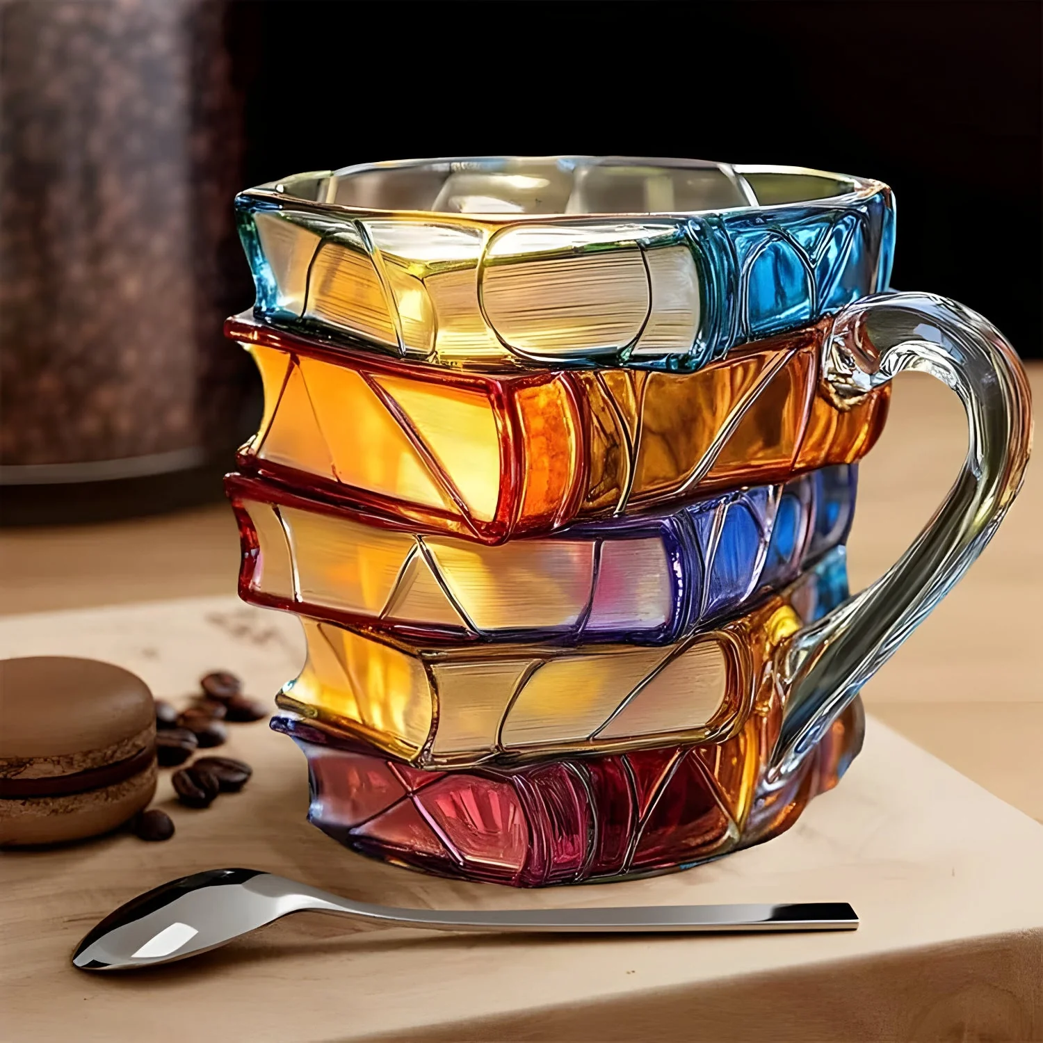Bunter 3D-B��cher-Becher aus Kunstharz