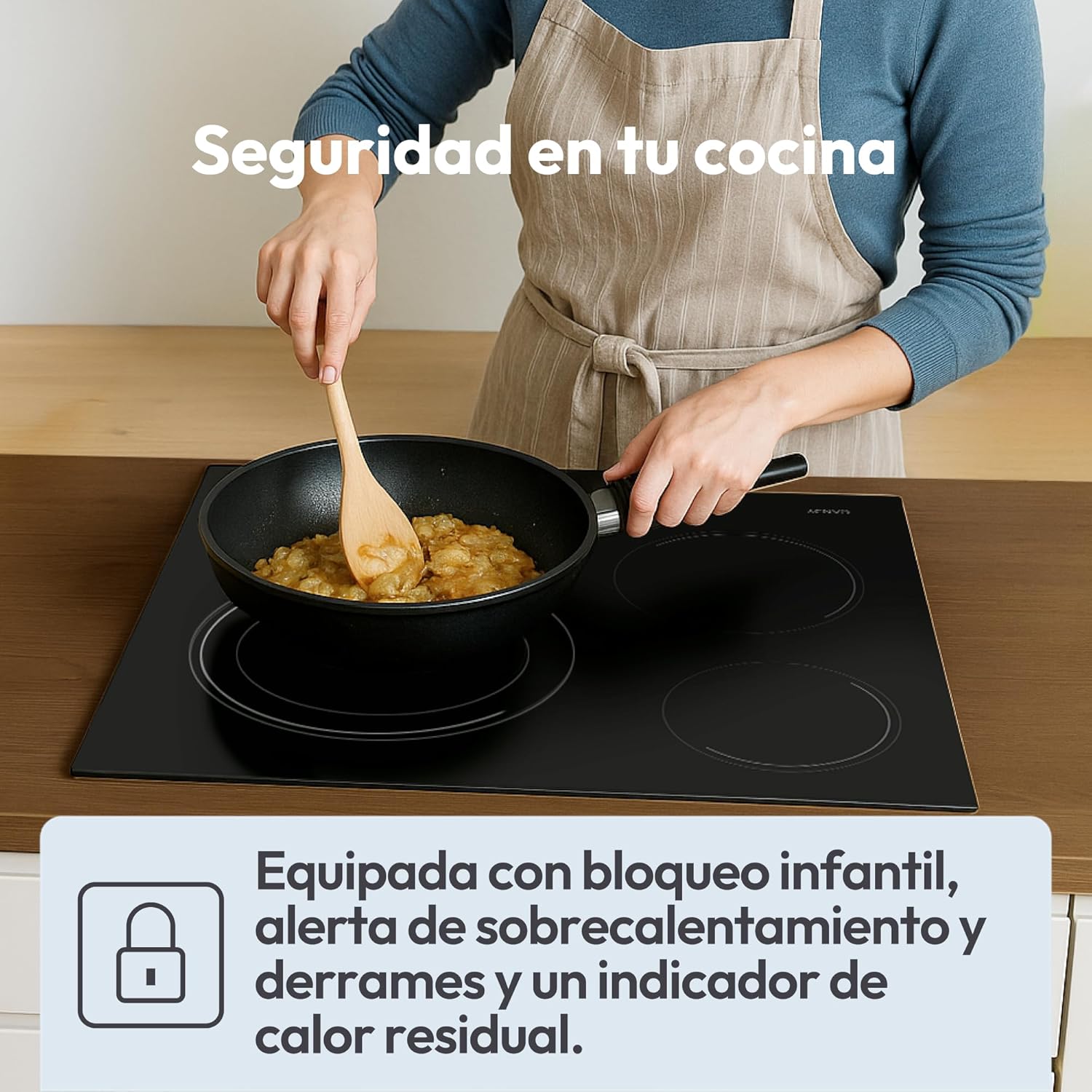 Candy CH63DCC Hob Ceramic Hob 60 cm, 3 Cooking Zones, Double 30 cm Paella Pan, Touch Control, 9 Power Levels, Safety System, Black