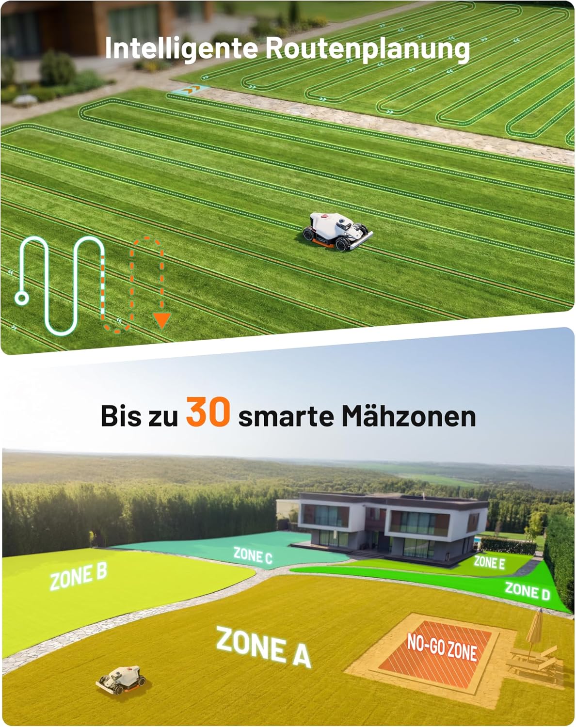MAMMOTION LUBA 3 AWD 3000 Mähroboter ohne Begrenzungskabel für 3000m2, 360° LiDAR+NetRTK+KI Vision Tri-Fusion-Positionierung, AWD für 80% Steigungen, Keine RTK-Basisstation, bis zu 30 Zonen, 12Ah Akku