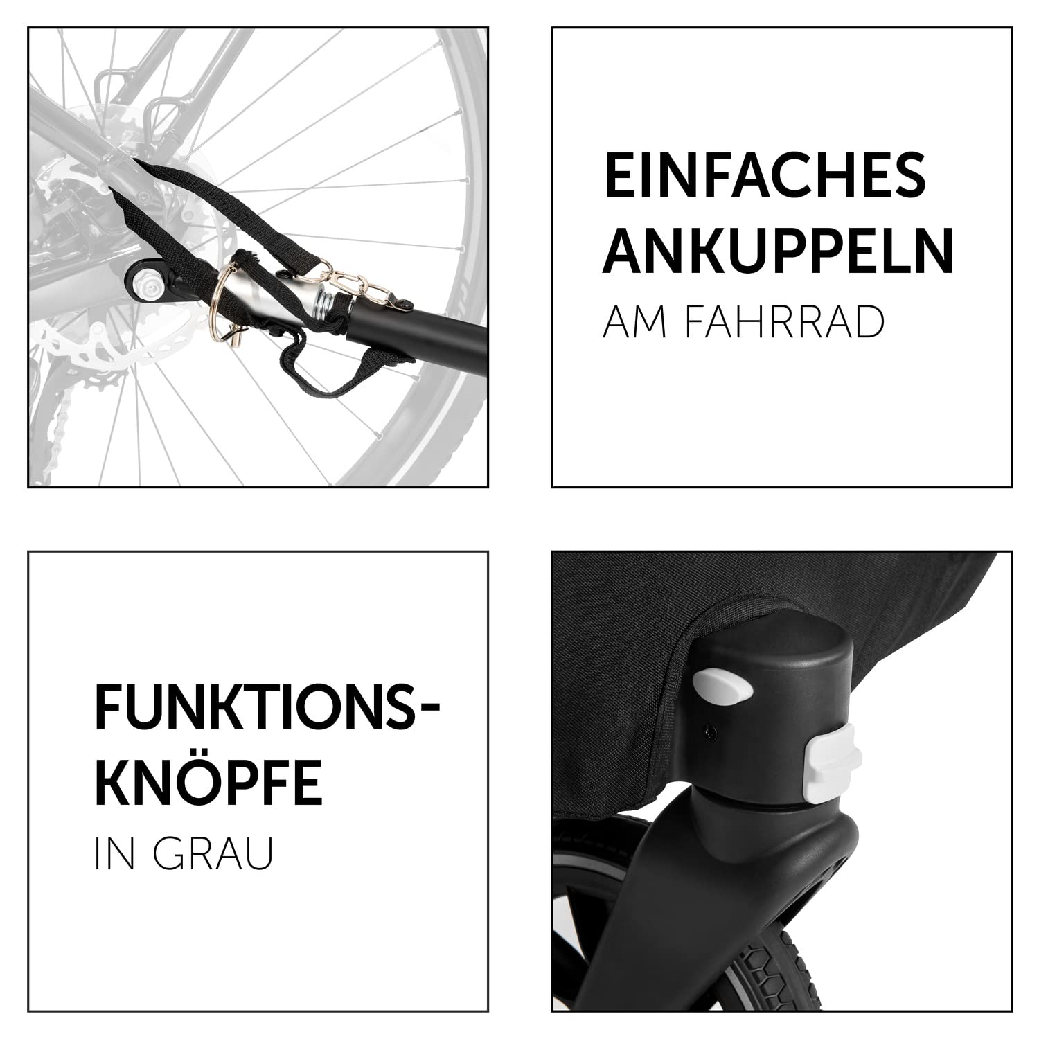 hauck Fahrradanhänger & Kinderwagen Dryk Duo Plus mit Federung, für 2 Kinder (6-48 Monate), inkl. Deichsel, Buggyrad, Fahne und LED Licht, Faltbar, Höhenverstellbar, XL Kofferaum (Dark Green)