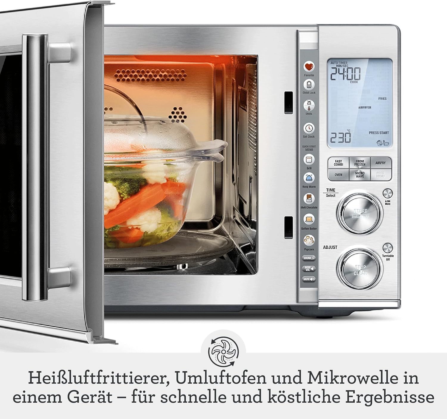 Sage - The Combi Wave 3 in 1 - Heißluftfritteuse, Konvektionsofen und Mikrowelle - Gebürsteter Edelstahl