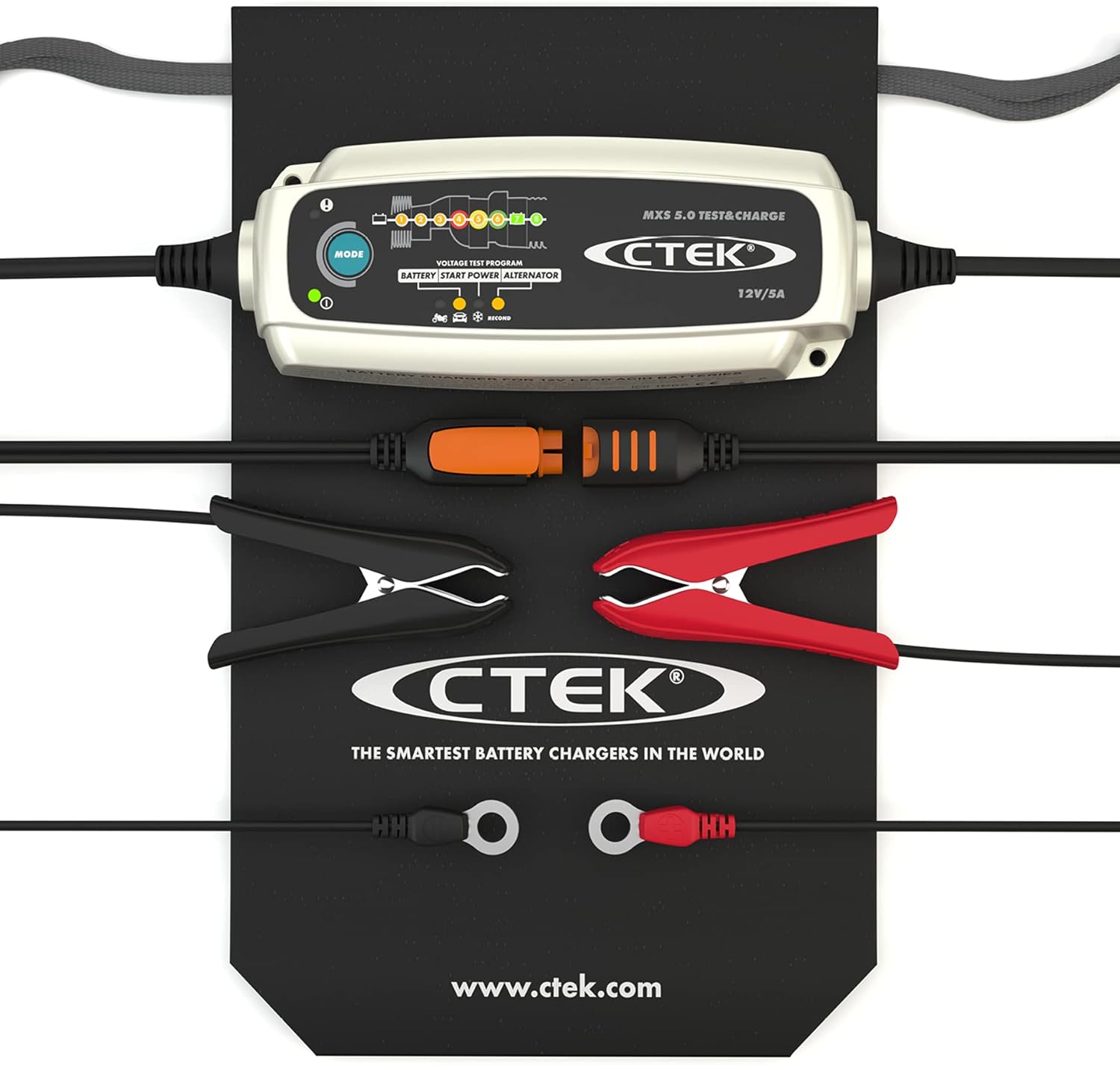 CTEK MXS 5.0 Test & Charge, Batterieladegerät 12V, Batteriepfleger, Ladegerät Auto Und LKW Ladegerät, Testet Batterie Und Lichtmaschine, Entsulfatierungsprogramm Und Rekonditionierungsmodus
