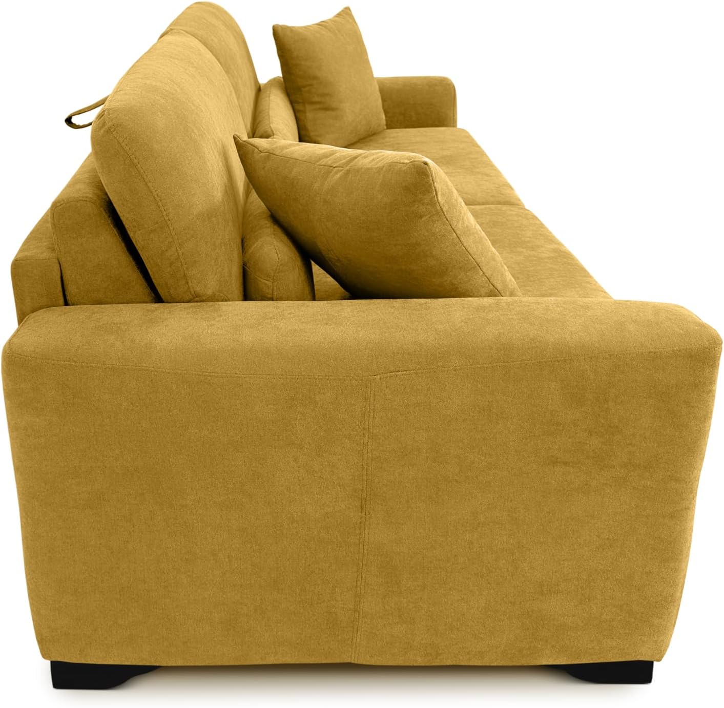f60 Sofa mit Schlaffunktion - 3 Sitzer Schlafsofa und Klappsofa mit hochwertiger Kaltschaummatratze & CATAS Bettgestell - Schlafcouch mit Bettfunktion gelb (Honey Melon)