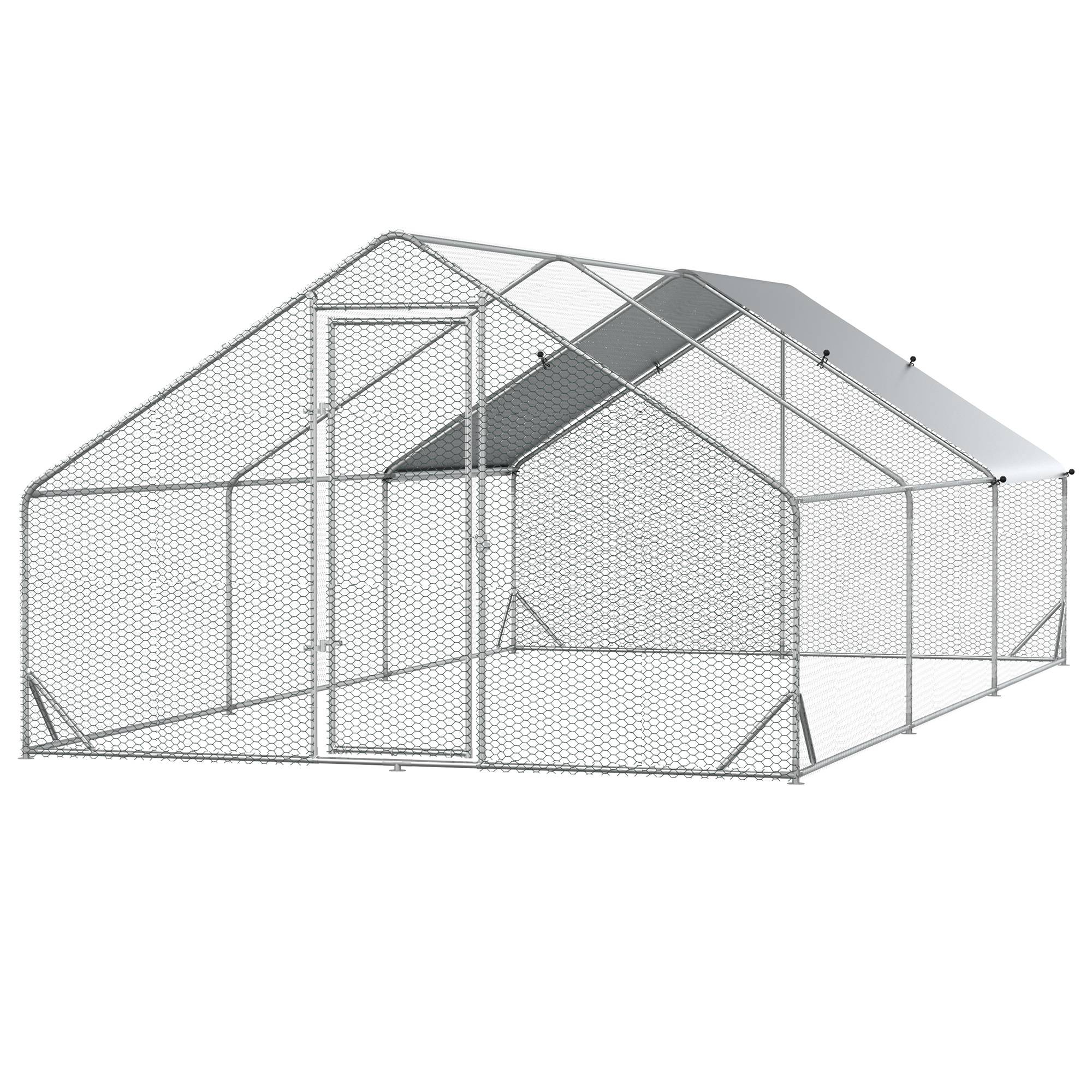 Pawhut kippenhok 300cm x 600cm x 200cm gegalvaniseerd staal