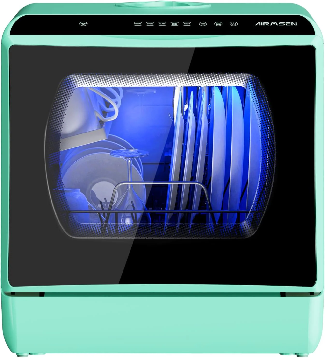 AIRMSEN Mini Geschirrsp��ler Tischgeschirrsp��ler mit 5+1 Programme 5L Wassertank, 2 Wege Wasserversorgung, Touch Control & LED-Display, Geeignet f��r Hausk��chen, Wohnungen, Schlafs?le, Wei? & Schwarz
