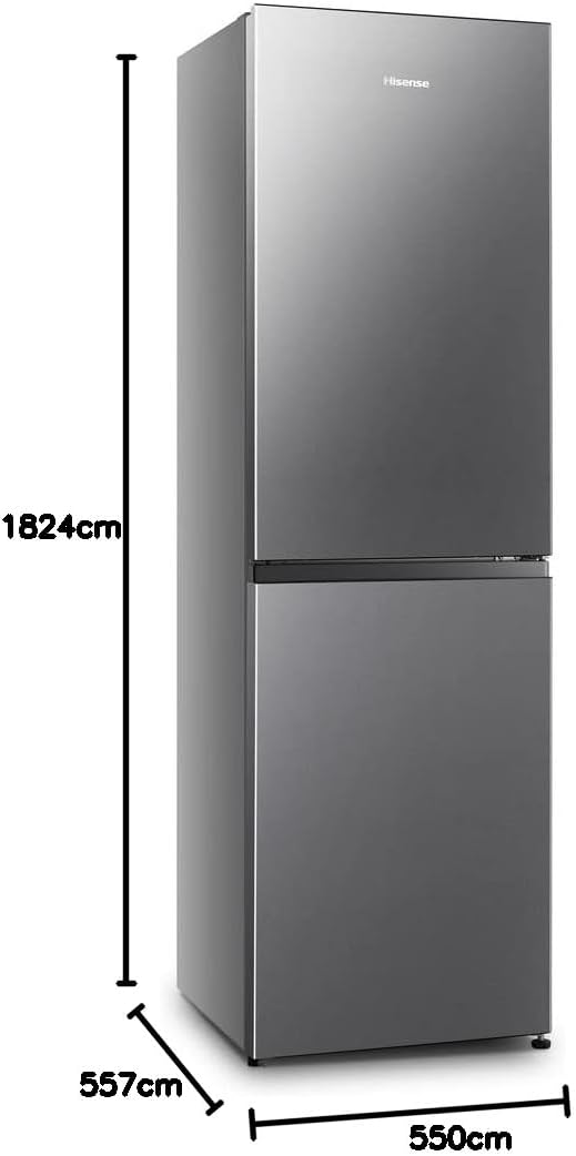 Hisense RB327N4ADD Fridge-Freezer Combination, EEK D, Total NoFrost, Interchangeable Door Hinge, Bottle Grid, 171 Litre Fridge Compartment, 85 Litre Freezer Compartment, Stainless Steel Look