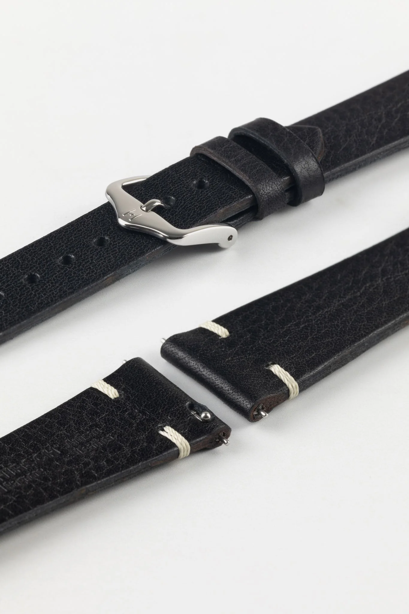 Hirsch BAGNORE Vintage Calf Leather Quick-Release Watch Strap - BLACK