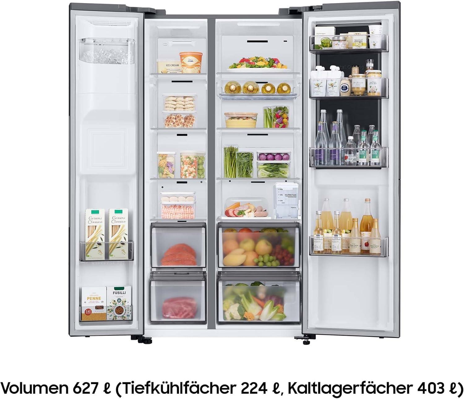 Samsung RS64DG53R3B1EF Side-by-Side-Kühlschrank mit Gefrierfach, 178 cm, 628 l, SmartThings AI Energy Mode, Eis- und Wasserspender, Slim Ice Maker, Premium Black Steel