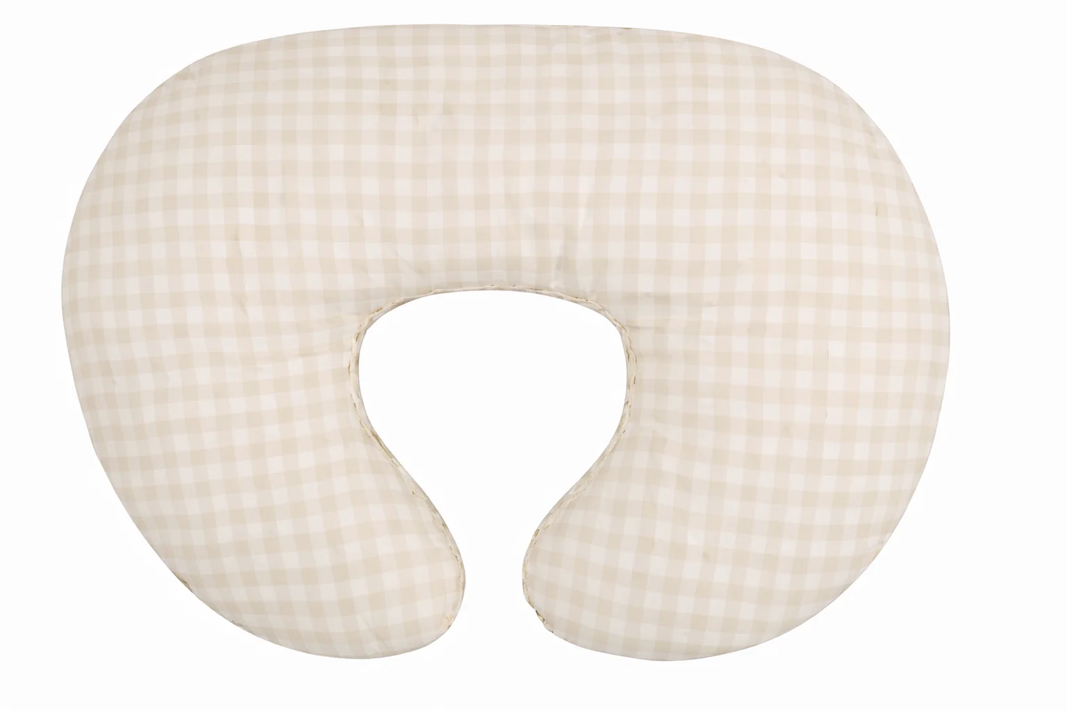 Beige Gingham Ruffle Nursing Pillow Cover