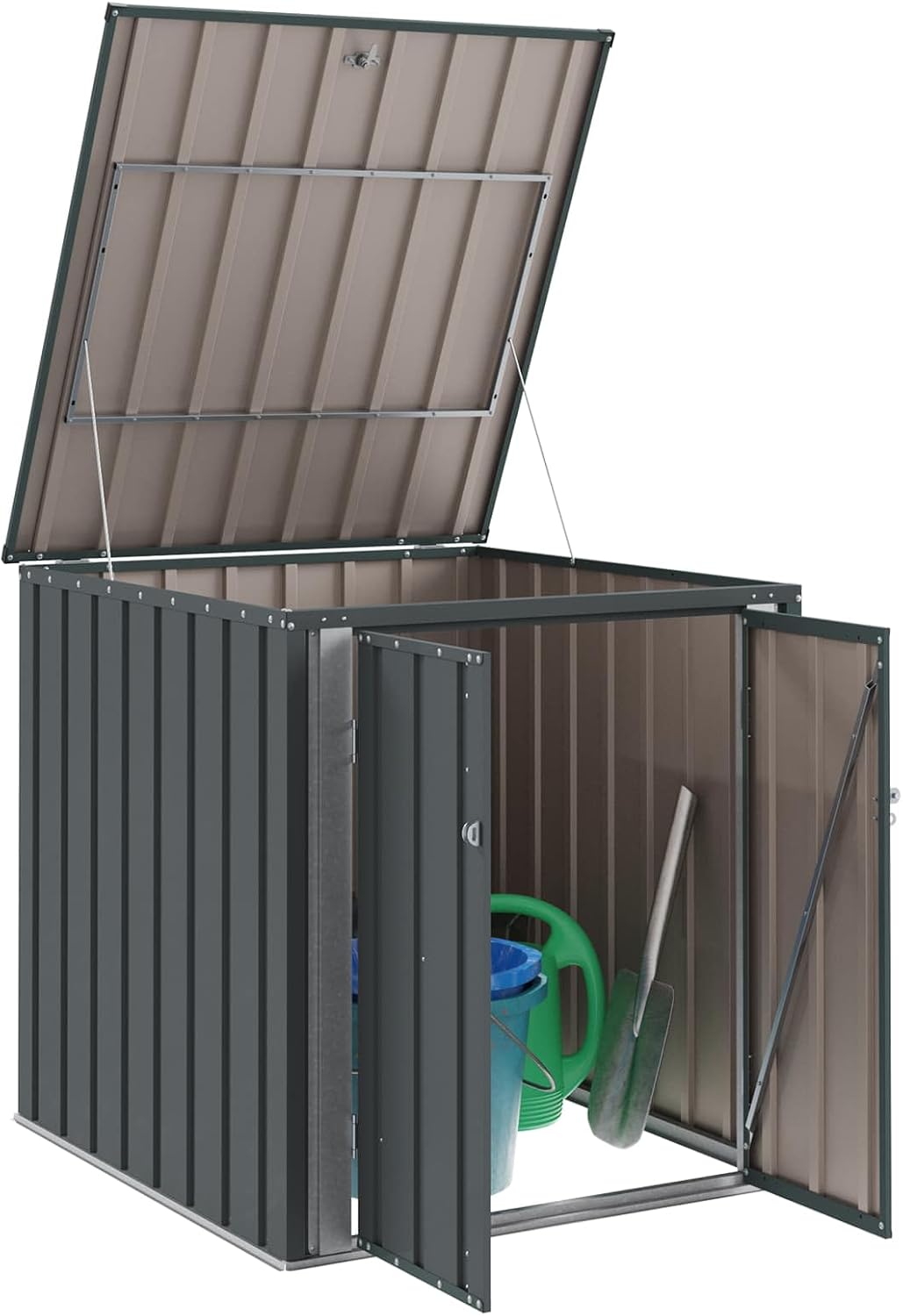 vidaXL Gartenlagerbox Schwarz 101,5 x 107 x 100 cm Stahl, Stylischer, rechteckiger Tisch für jeden Essbereich, pflegeleicht, Elegantes Design, vielseitig einsetzbar - EIN echtes Zuhause!