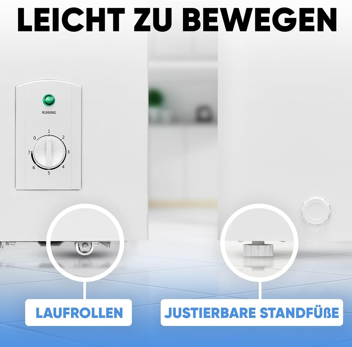 Bomann, 100L Gefriertruhe weiß GT7355 – 4 Sterne, Temperatur ≤ -18°C, Gefriervermögen 4,5 kg/24h, Kontrollleuchte, Temperatureinstellung, abnehmbar, Rollen, ideal für die Familie