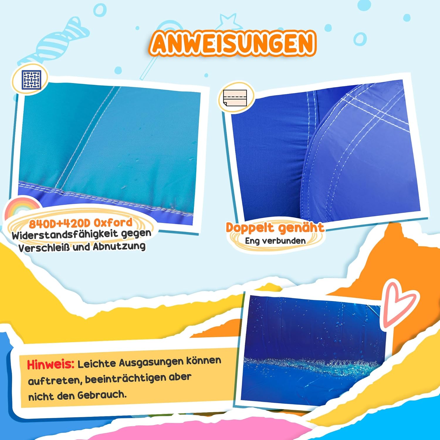 AIYAPLAY Dmuchany zamek z dmuchawą, zjeżdżalnią, brodzikiem, ścianką wspinaczkową, skokiem, armatą wodną, nadmuchiwany zamek z torbą do przenoszenia, do użytku wewnątrz i na zewnątrz, dla dzieci w