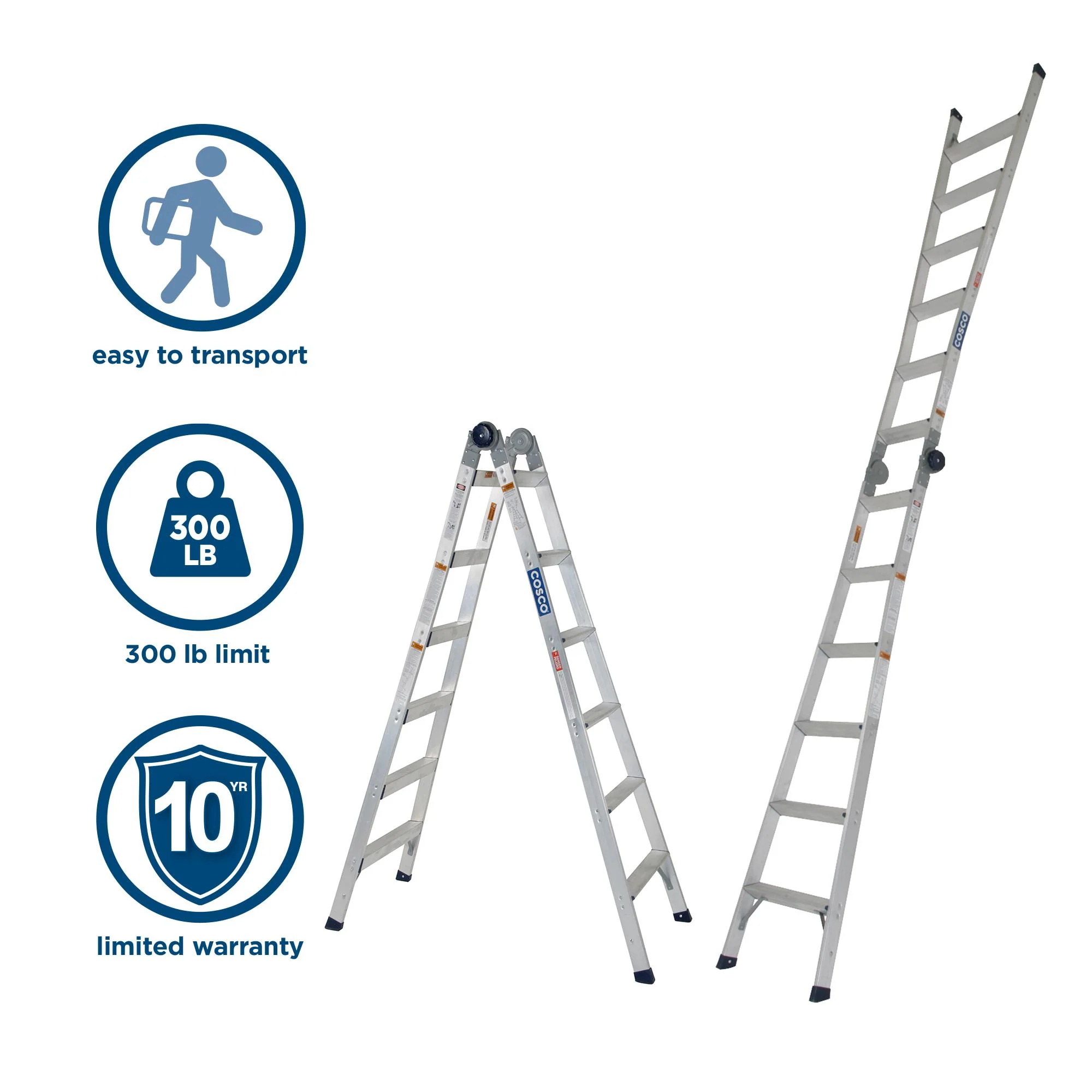 2-in-1 Trap- en Uitklapladder, Bereik 2,64 m