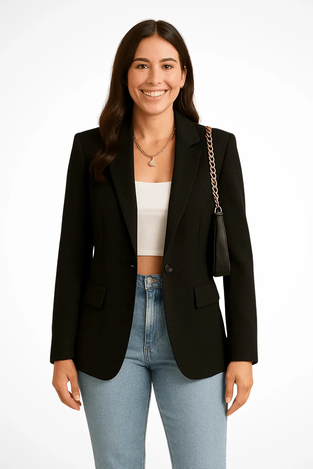 Damen Blazer Tailliert | Eleganter Einknopf-Blazer mit Reverskragen f��r Business und Alltag | Modernes Design mit Pattentaschen