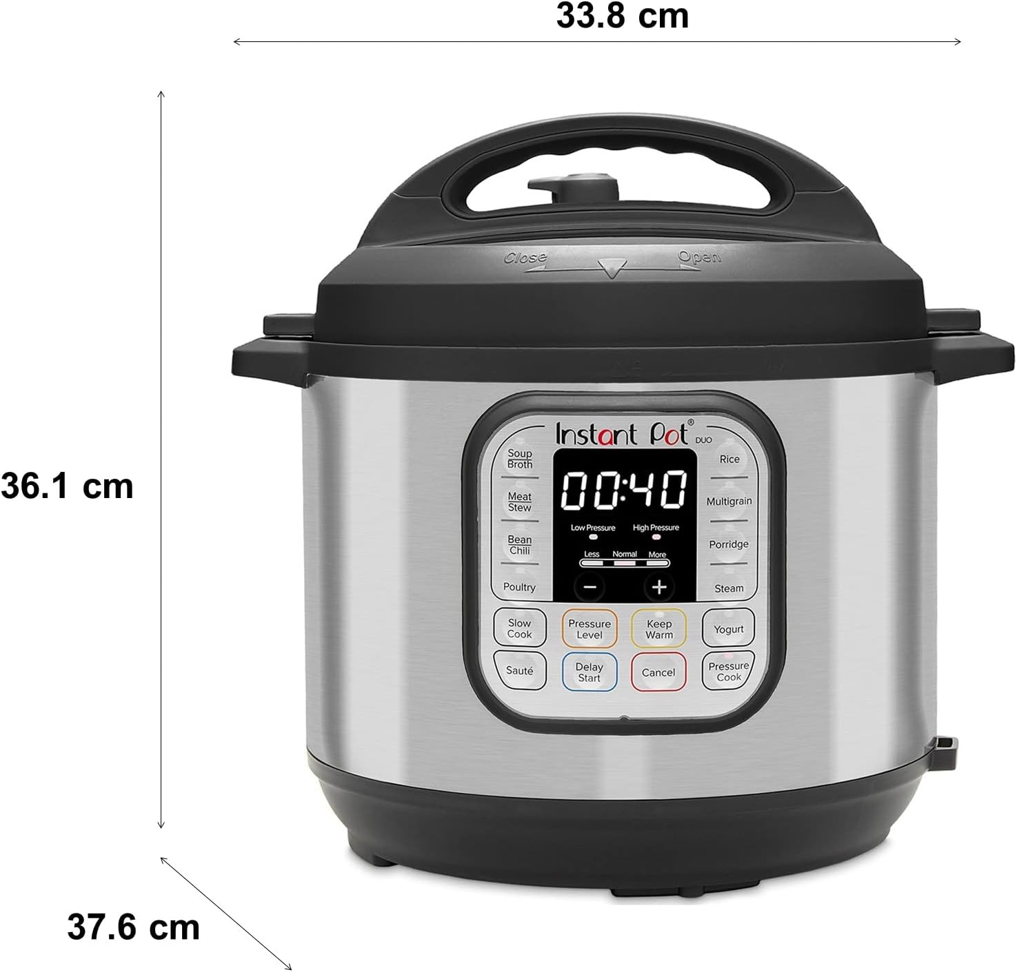 Instant Pot Pro 10-in-1-Elektro-Multikocher 1200 W, 5,7 L – Schnellkochtopf, Schongarer, Reiskocher, Dampfgarer, Sautierpfanne, Sterilisator, Joghurtbereiter, Sous Vide Gert – Schwarzer Edelstahl