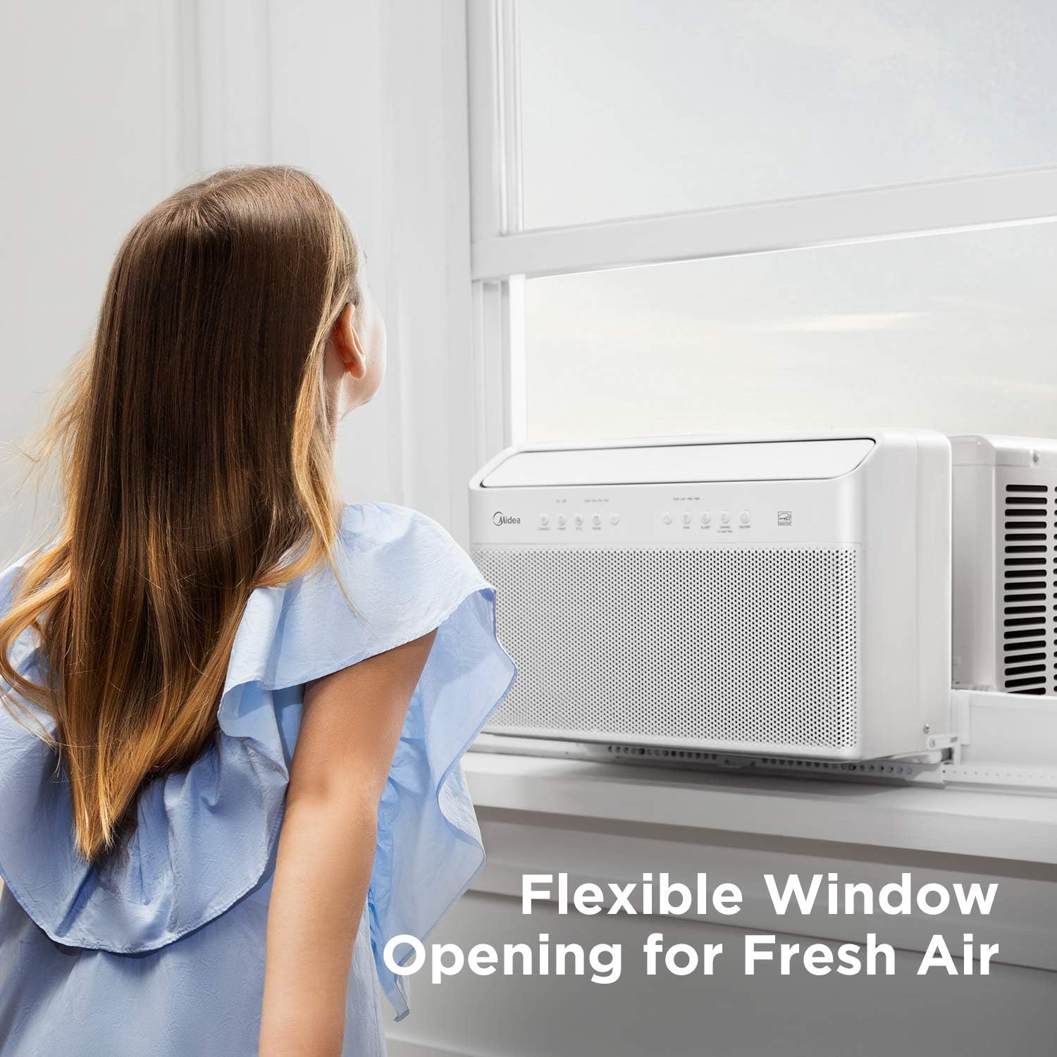 U-Shaped Inverter Window Air Conditioner 12,000BTU with Open Window Flexibility, Robust Installation,Extreme Quiet, 35% Energy Saving, Smart Control, Alexa, Remote, Bracket Included.