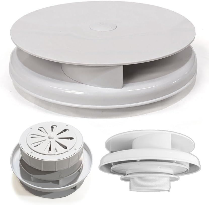High Performance Rotary Roof Vent with Wind-Powered Fan for Camper and 4x4 - White