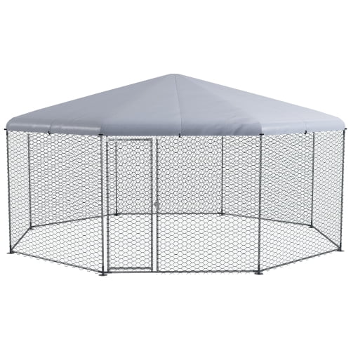 2025 PawHut Grote Metalen Kippenren met Waterdichte Dekking 17'x15.7'x9'