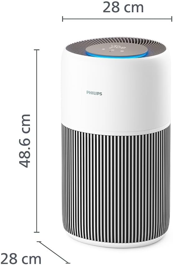 Philips Luftreiniger 2200 Series, HEPA NanoProtect + Aktivkohlefilter, CADR 400m³/h für 104m², Allergiker, Ultra-leise, Intelligenter und langlebiger Filter (AC2210/10)