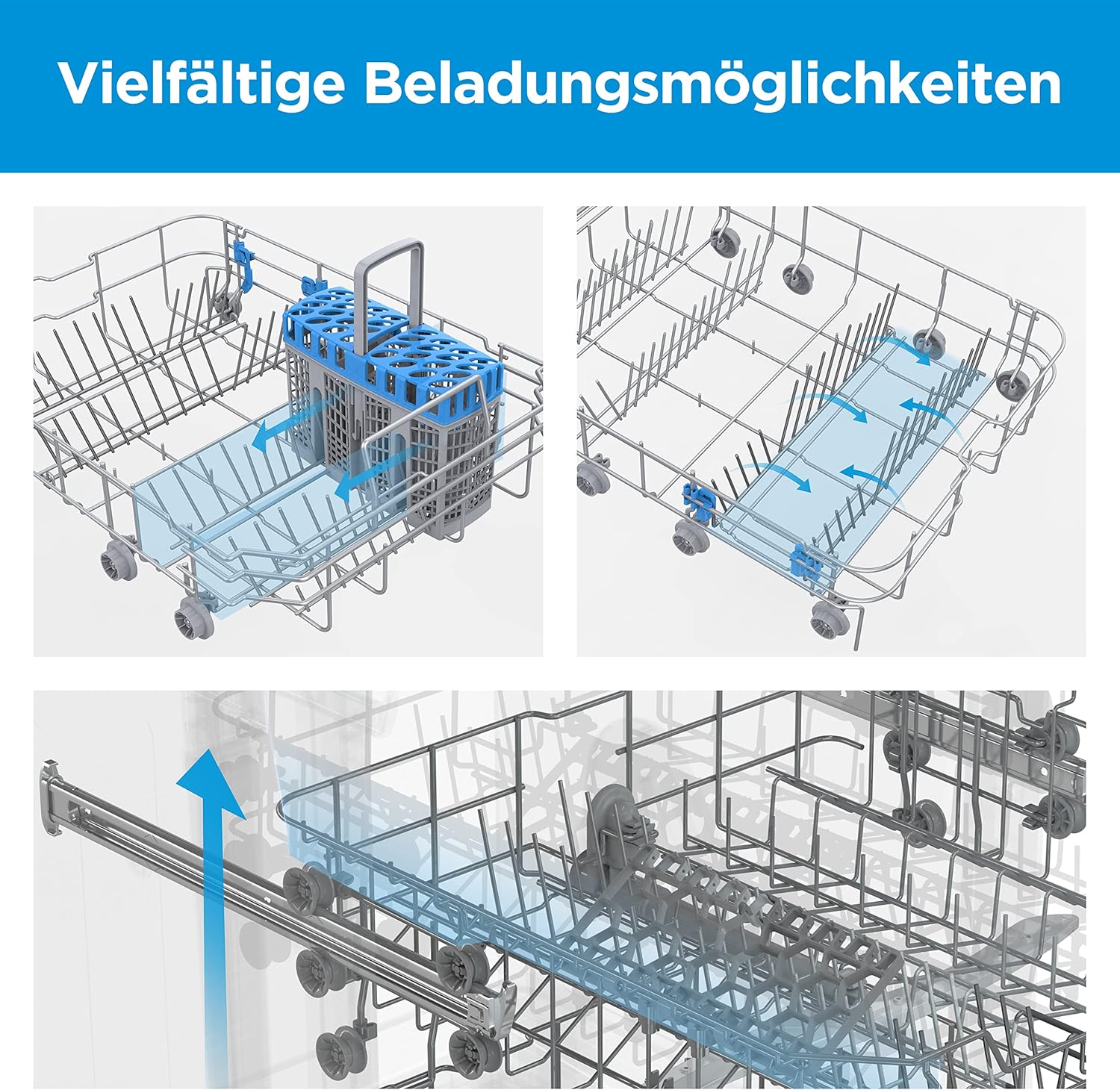 Midea Geschirrspüler Unterbau MDWEU1435XSS-W, 14 Maßgedecke, Spülmaschine 60 cm Teilintegrierbar mit WIFI, Extra Trocknung, 7 Programme, 47dB, 0-24h Startzeitverzögerung, Inox