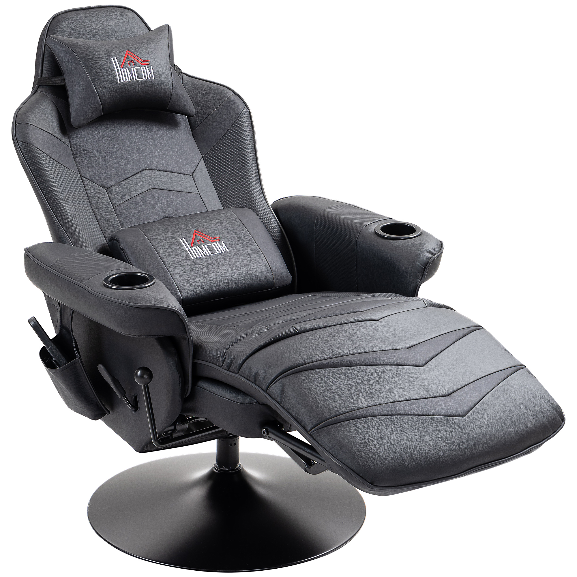 Gamingstoel, Massagefunctie, Kantelbare Rugleuning, Voetensteun, tot 120 kg, Stalen Frame, Kunstleer, Zwart